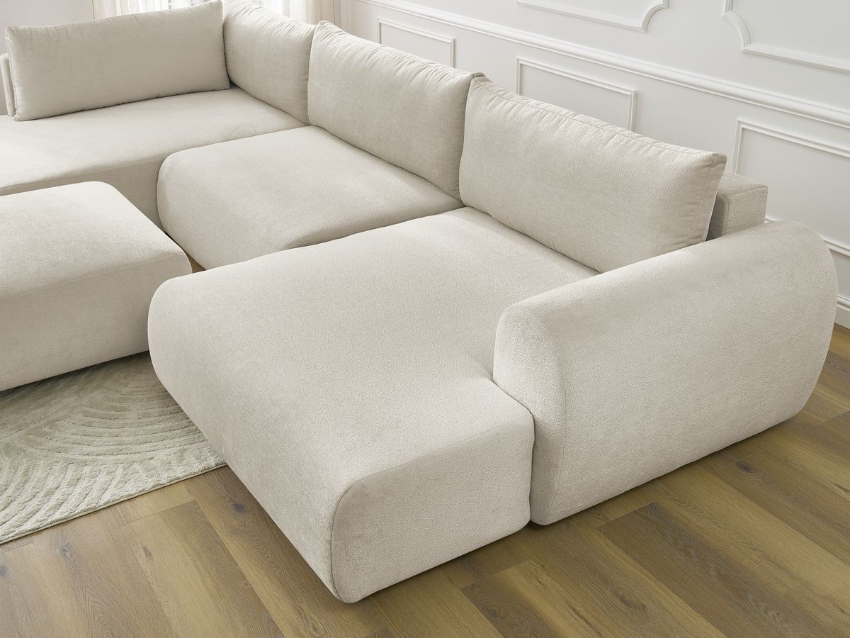 Bobochic Lucien Wohnlandschaft mit Pouf Stoff Beige Ecke rechts