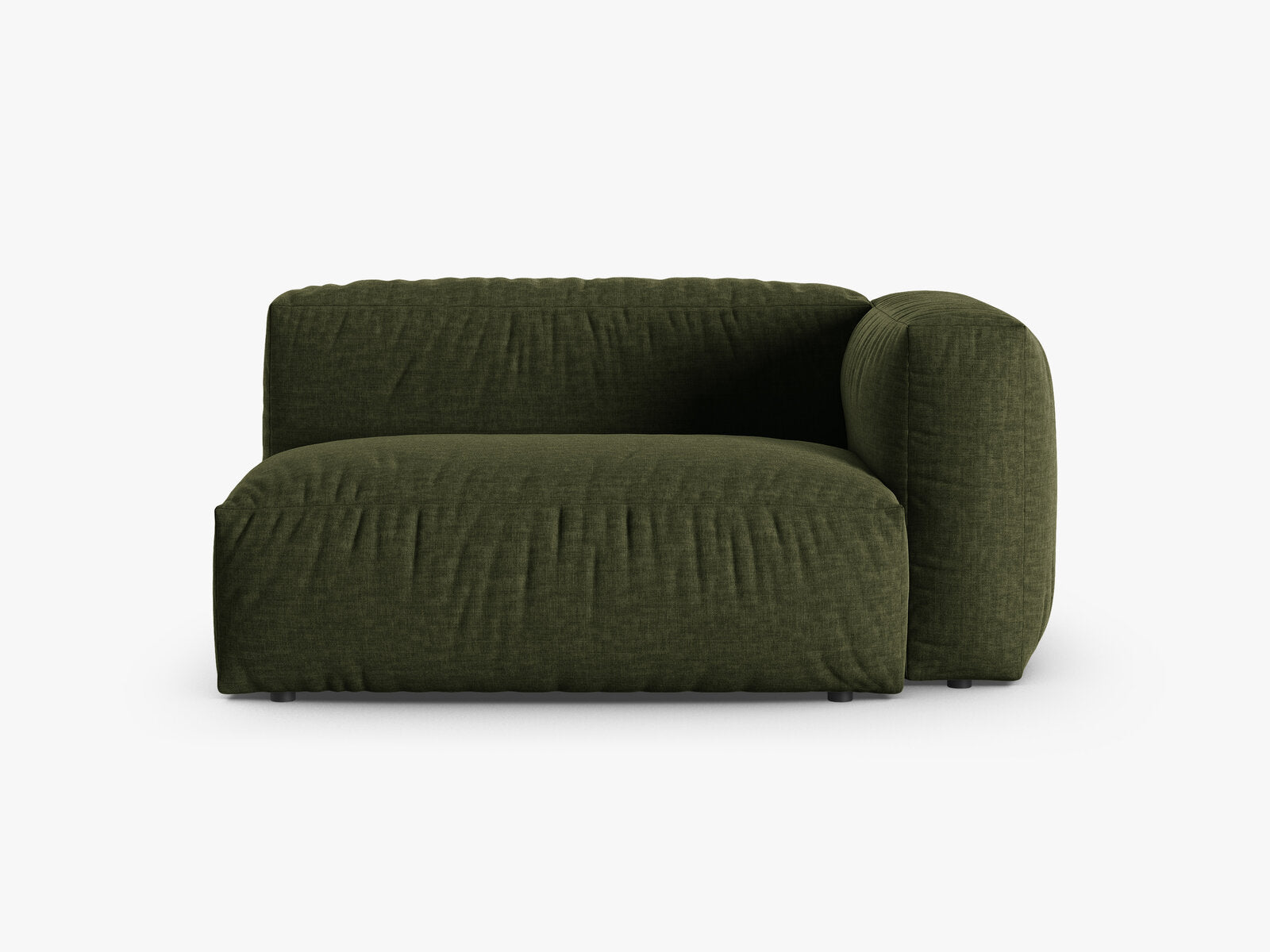 Micadoni Eckmodul mit Armlehne Martina 1-Sitzer Groß 90cm Sitztiefe Rechts Strukturierter Stoff Boston Grün
