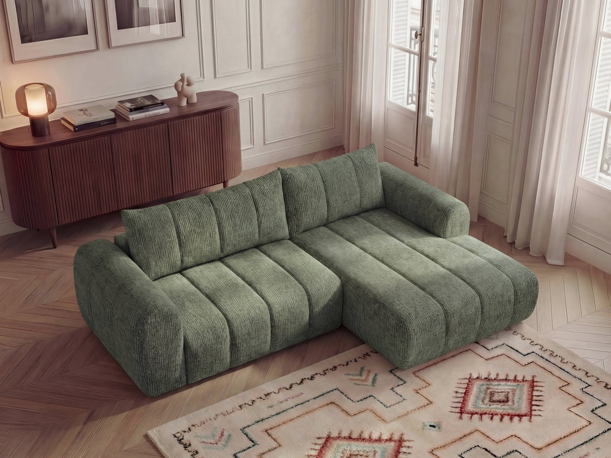 Bobochic Nesty Ecksofa 272 cm Melange-Stoff Hellgrün Ecke rechts