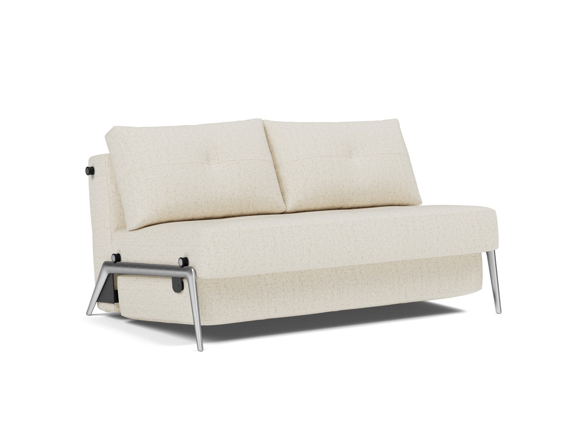 Schlafsofa Cubed 140 Boucle Skandi 531-Off-White Beine Aluminium