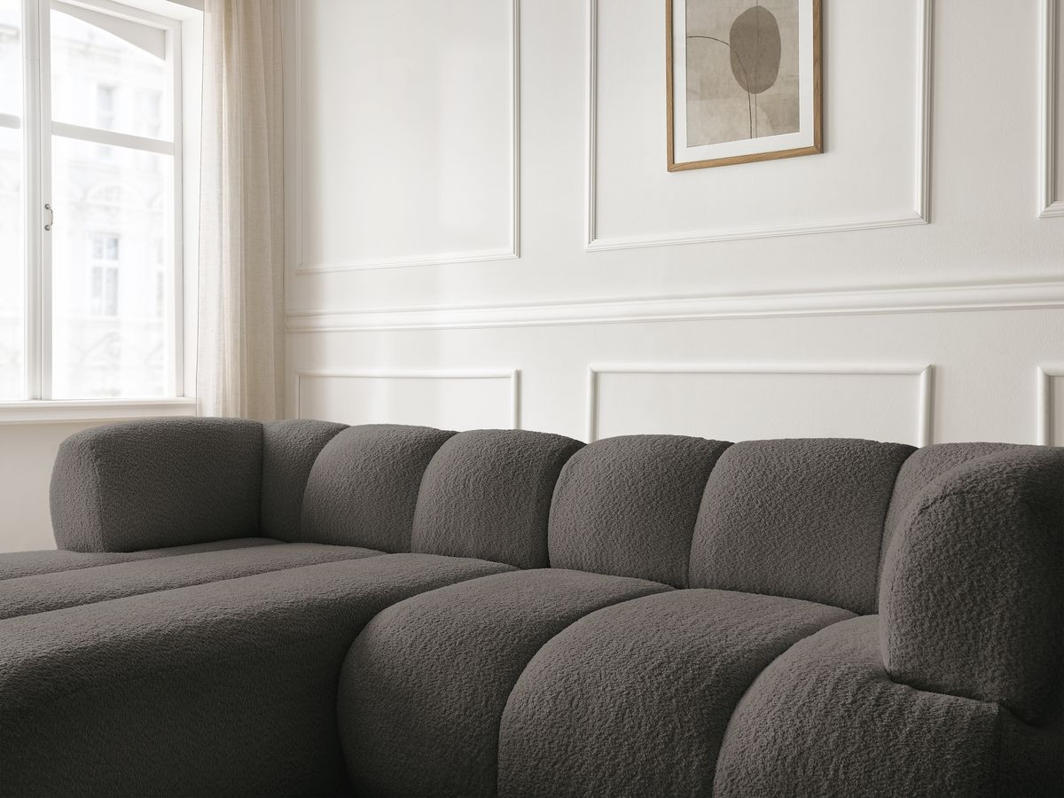 Bobochic Pamira Ecksofa Bouclé-Stoff Braun Ecke links