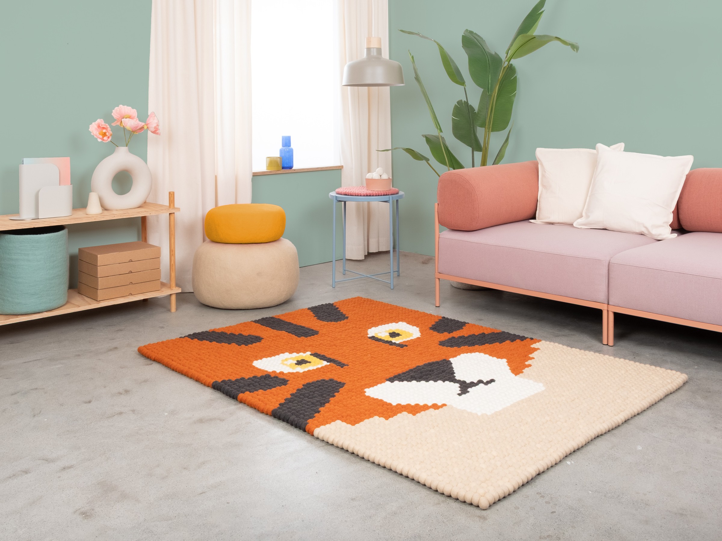 myfelt Shira Filzkugelteppich Orange
