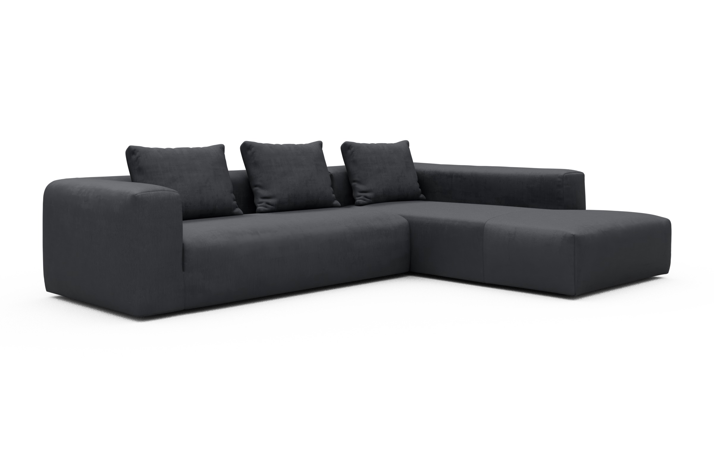 Ecksofa Fred Relax-Ecke rechts mit 2,5-Sitzer Cordufine-Slate-Grey