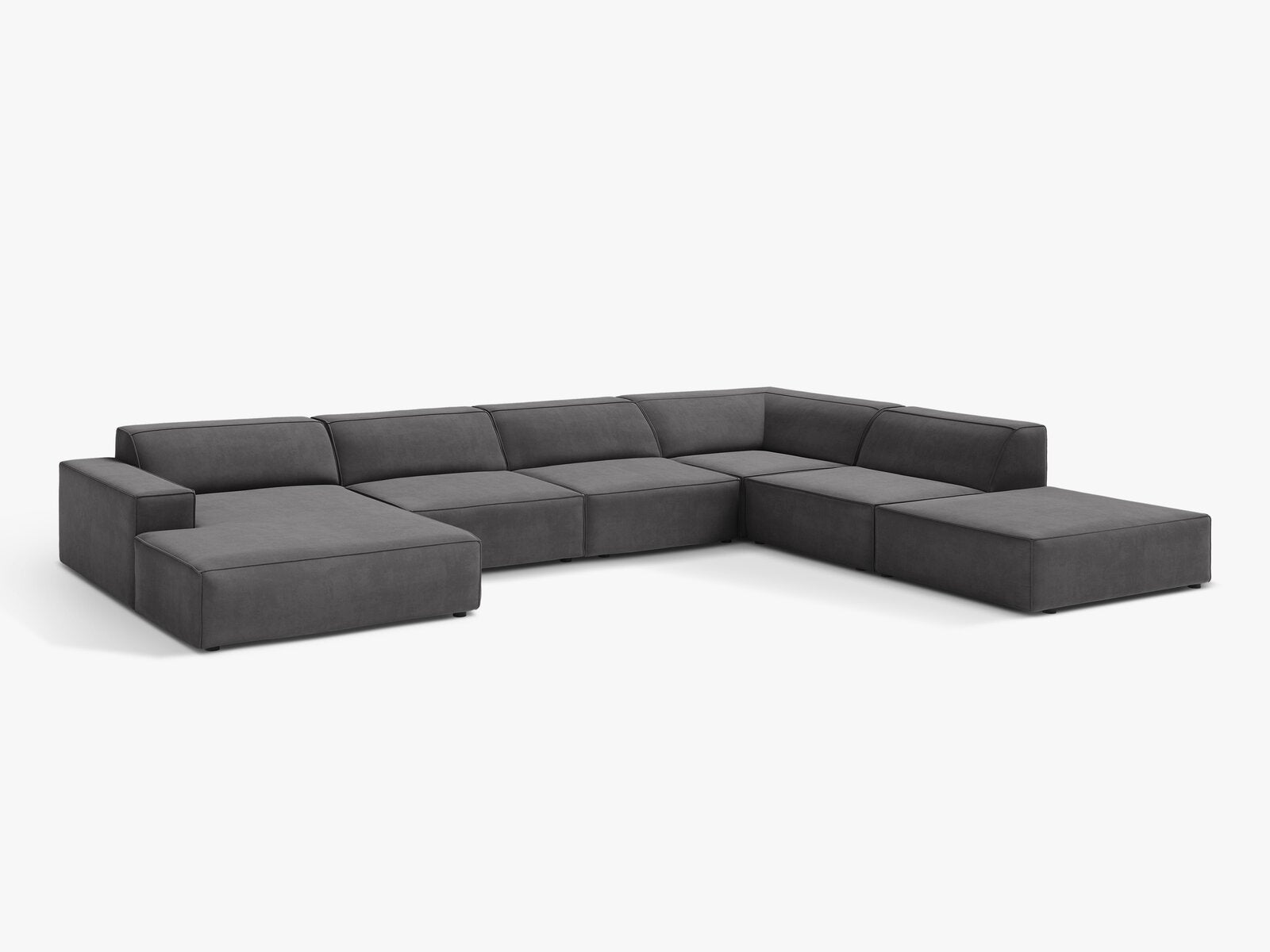 Micadoni Panorama-Ecksofa Jodie 7-Sitzer Samt Venus Grau Rechts