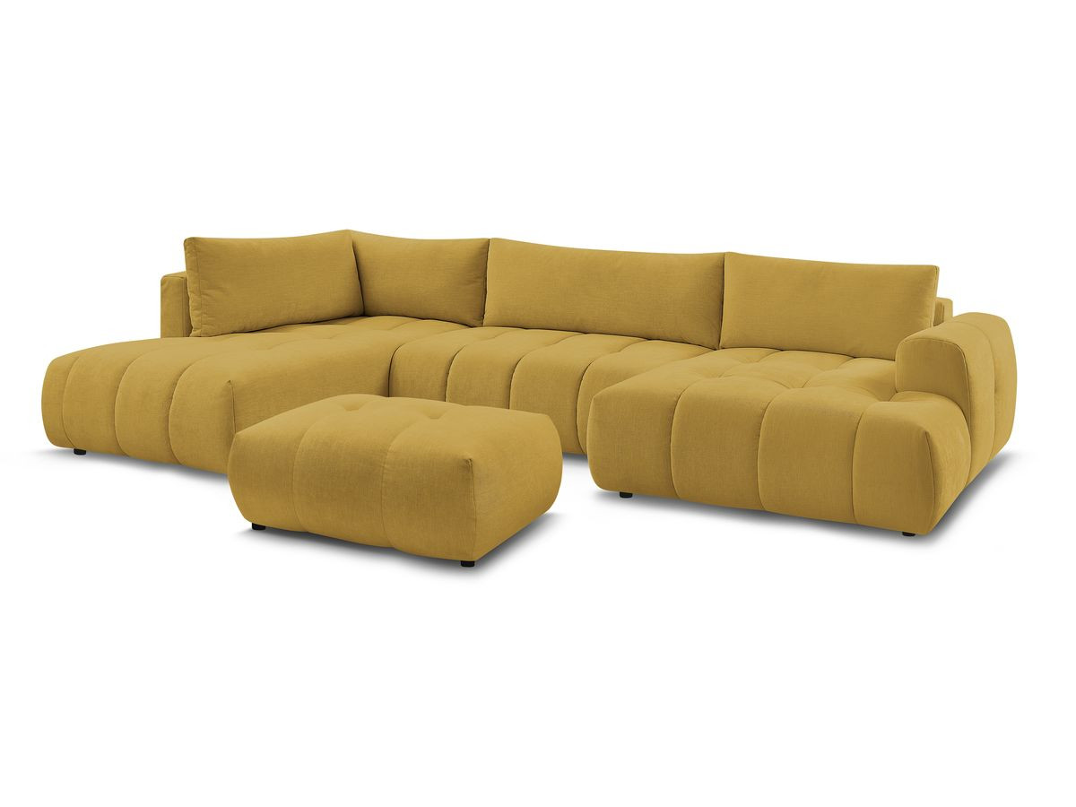 Bobochic Fuji Wohnlandschaft mit Pouf Stoff Gelb Ecke rechts
