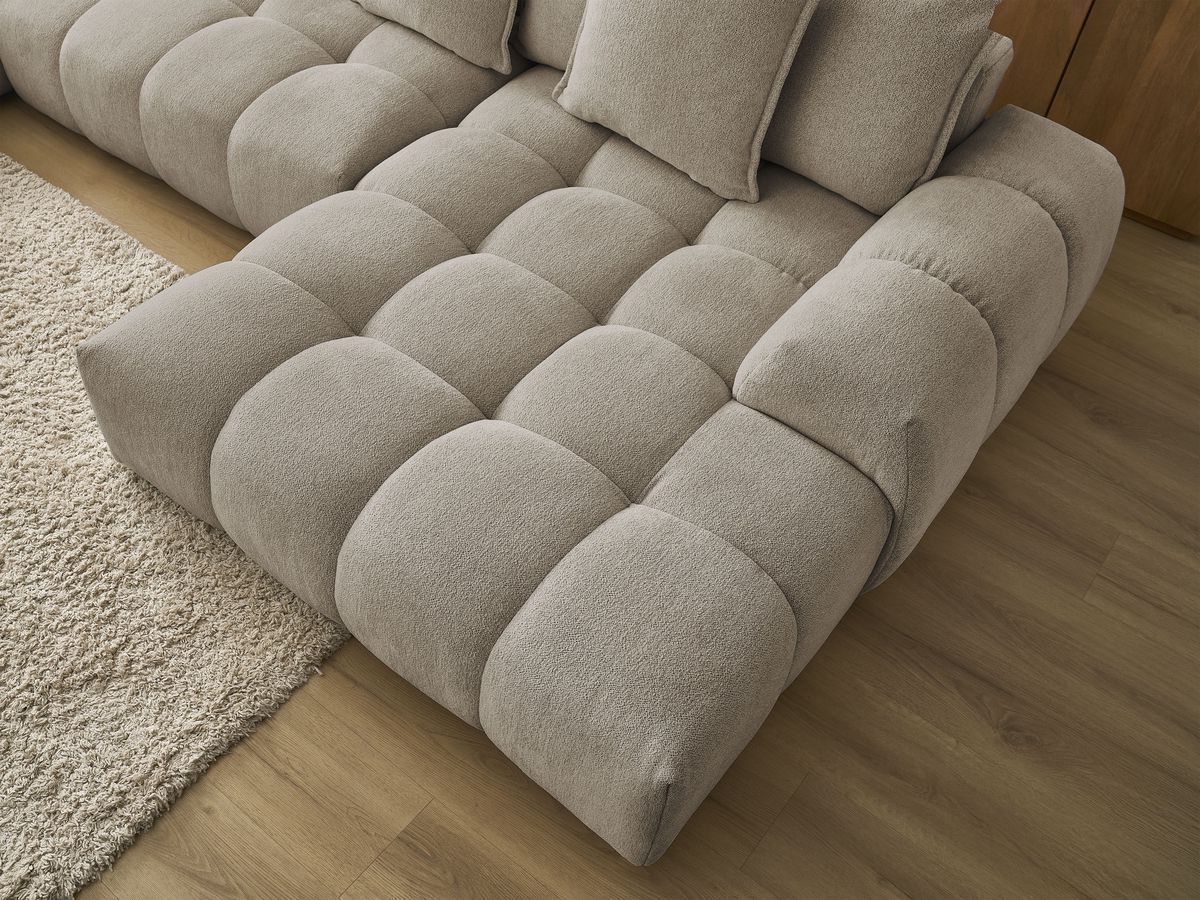 Bobochic Everest Wohnlandschaft, 14 Kissen Melange-Stoff Taupe Ecke rechts
