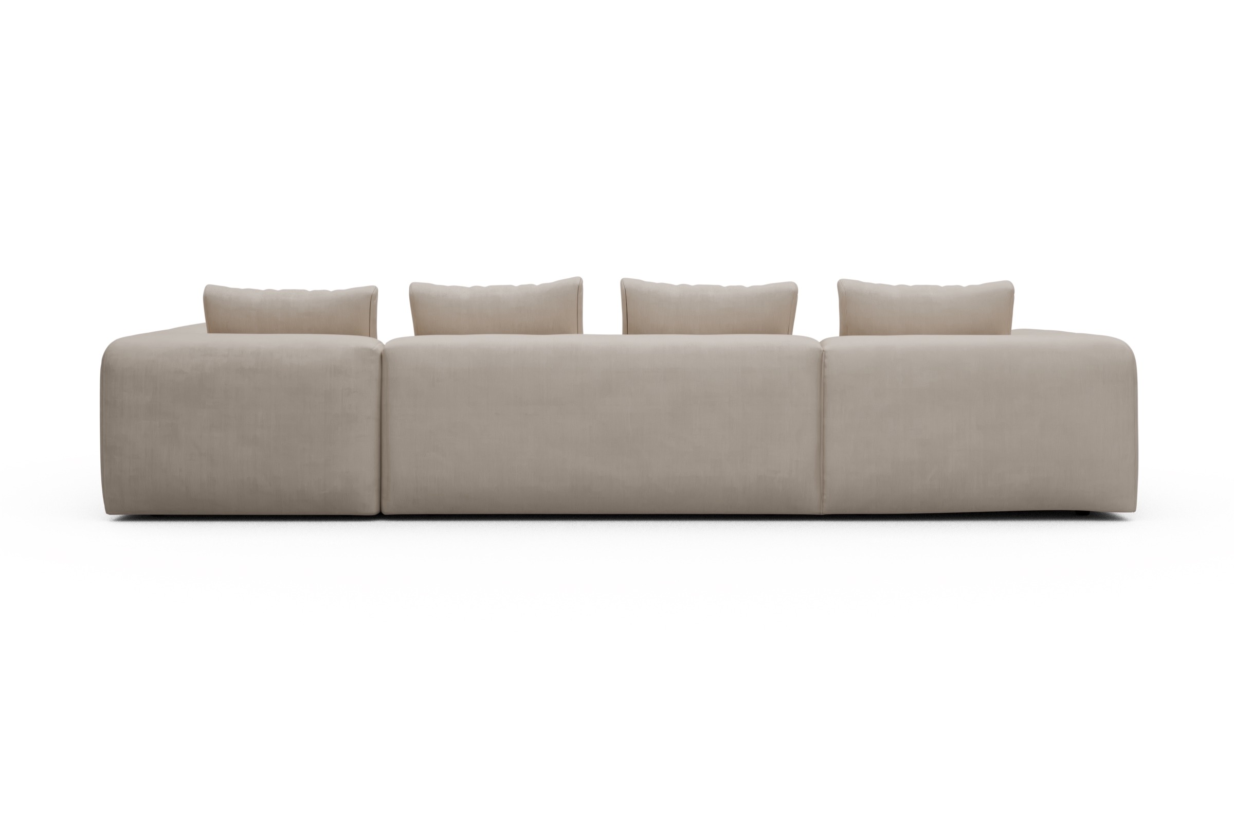 Wohnlandschaft Fred Chaiselongue links mit 2-Sitzer und lange Armlehne rechts Cordufine-Off-White