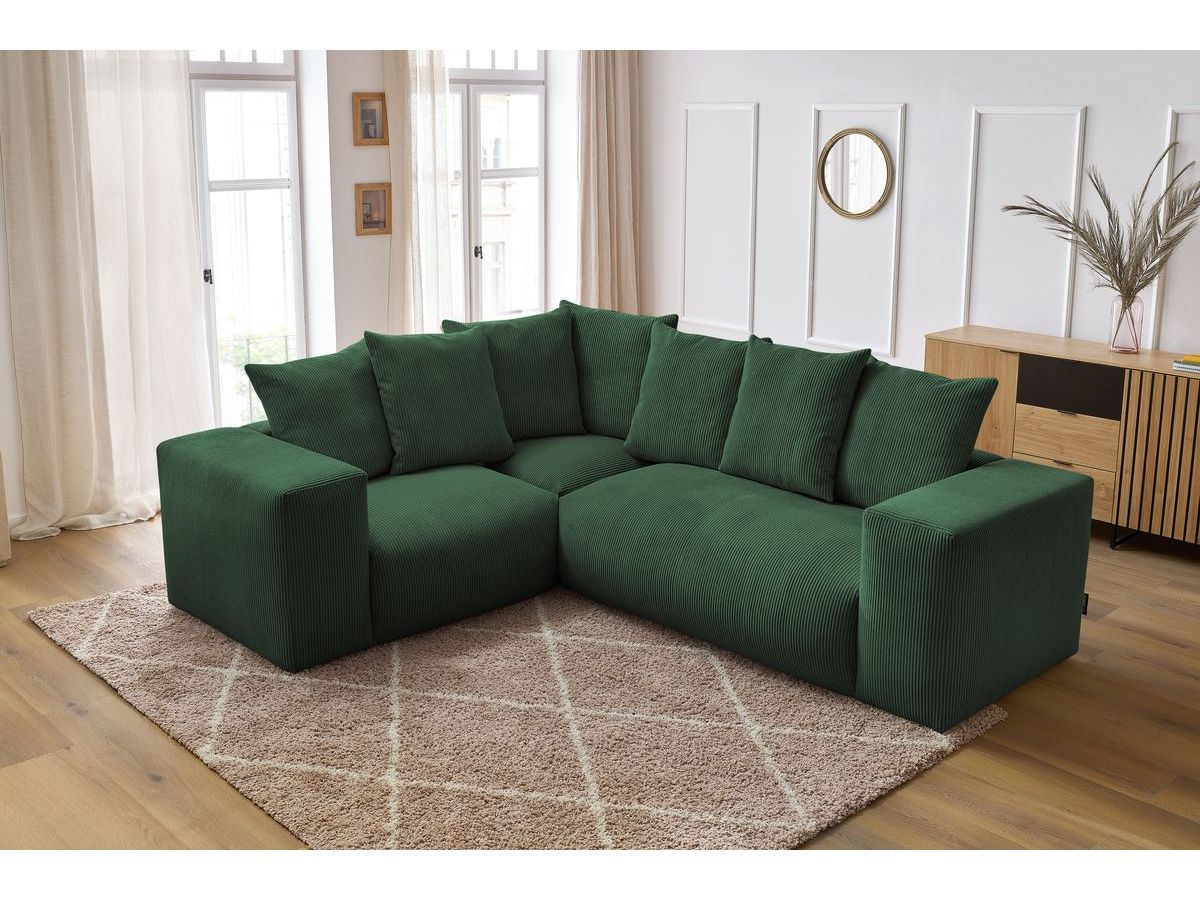 Bobochic Voltaire Ecksofa 268 × 214 cm Cordsamt Grün Ecke links