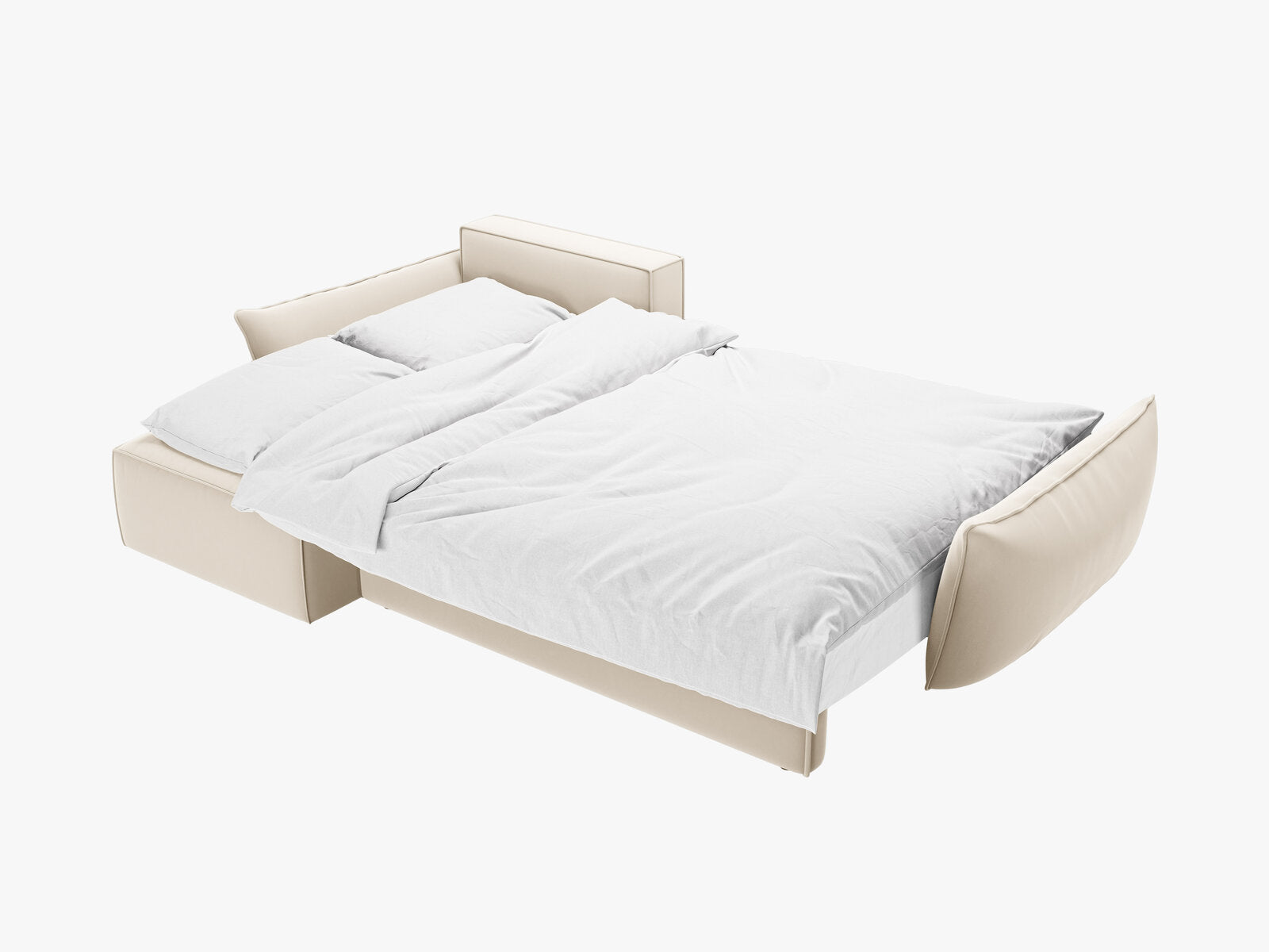 Micadoni Kaelle Ecksofa mit Bettfunktion und Stauraum Links Samt Bluvel Helles Beige