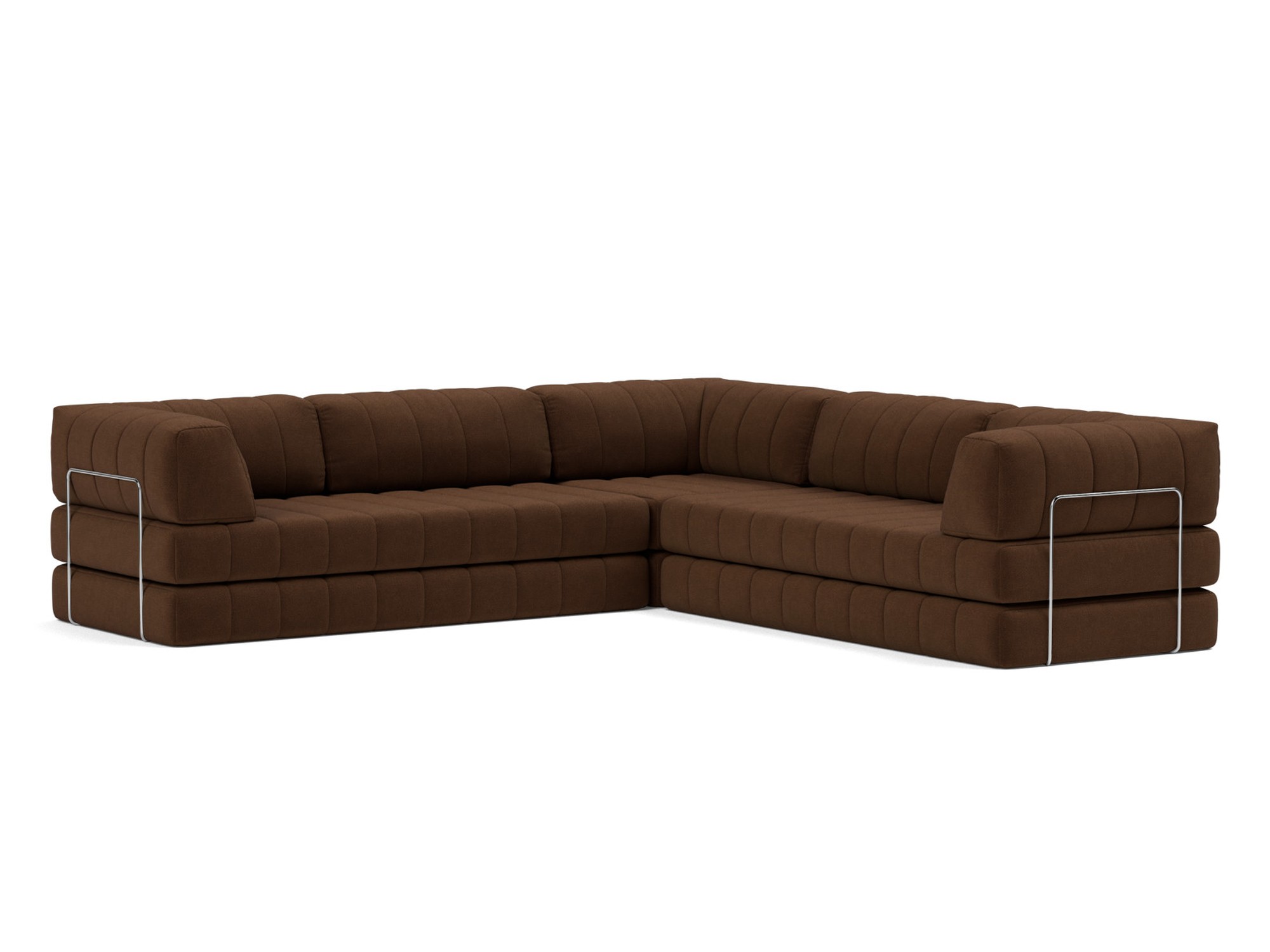 Eck-Schlafsofa CozyPad mit Armlehnen Strukturierter Stoff Taura 359-Cappuccino