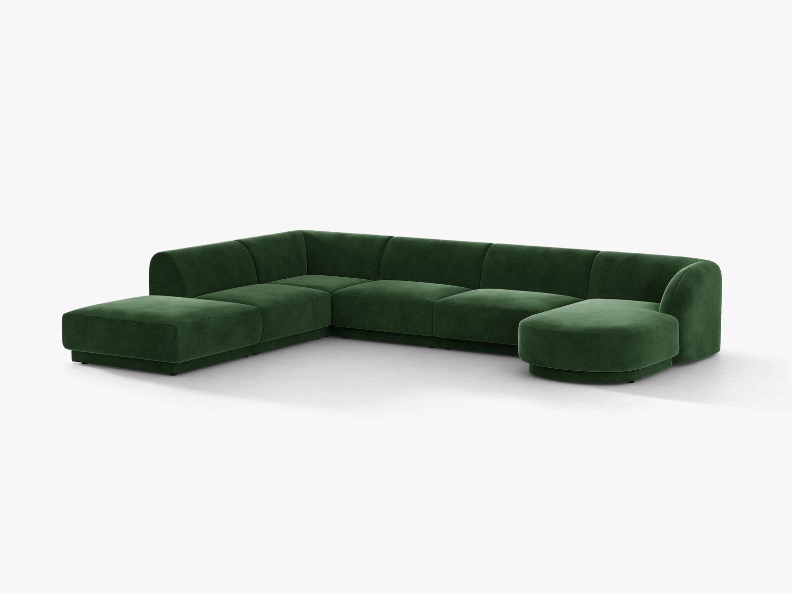 Micadoni Panorama-Ecksofa Miley 6-Sitzer Samt Venus Flaschengrün Links