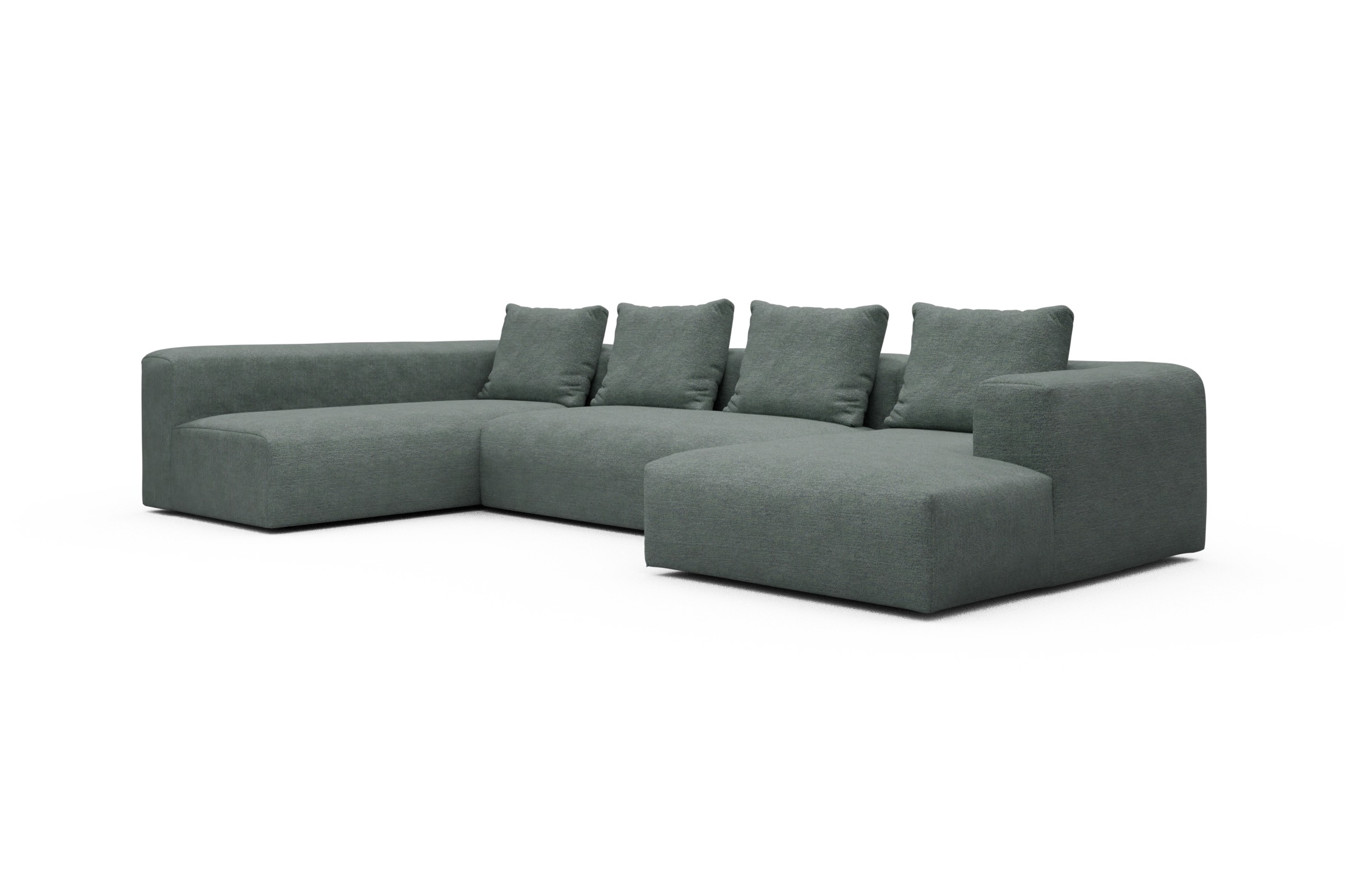 Wohnlandschaft Fred Chaiselongue rechts mit 2-Sitzer und lange Armlehne links Carreno-Ice-Blue