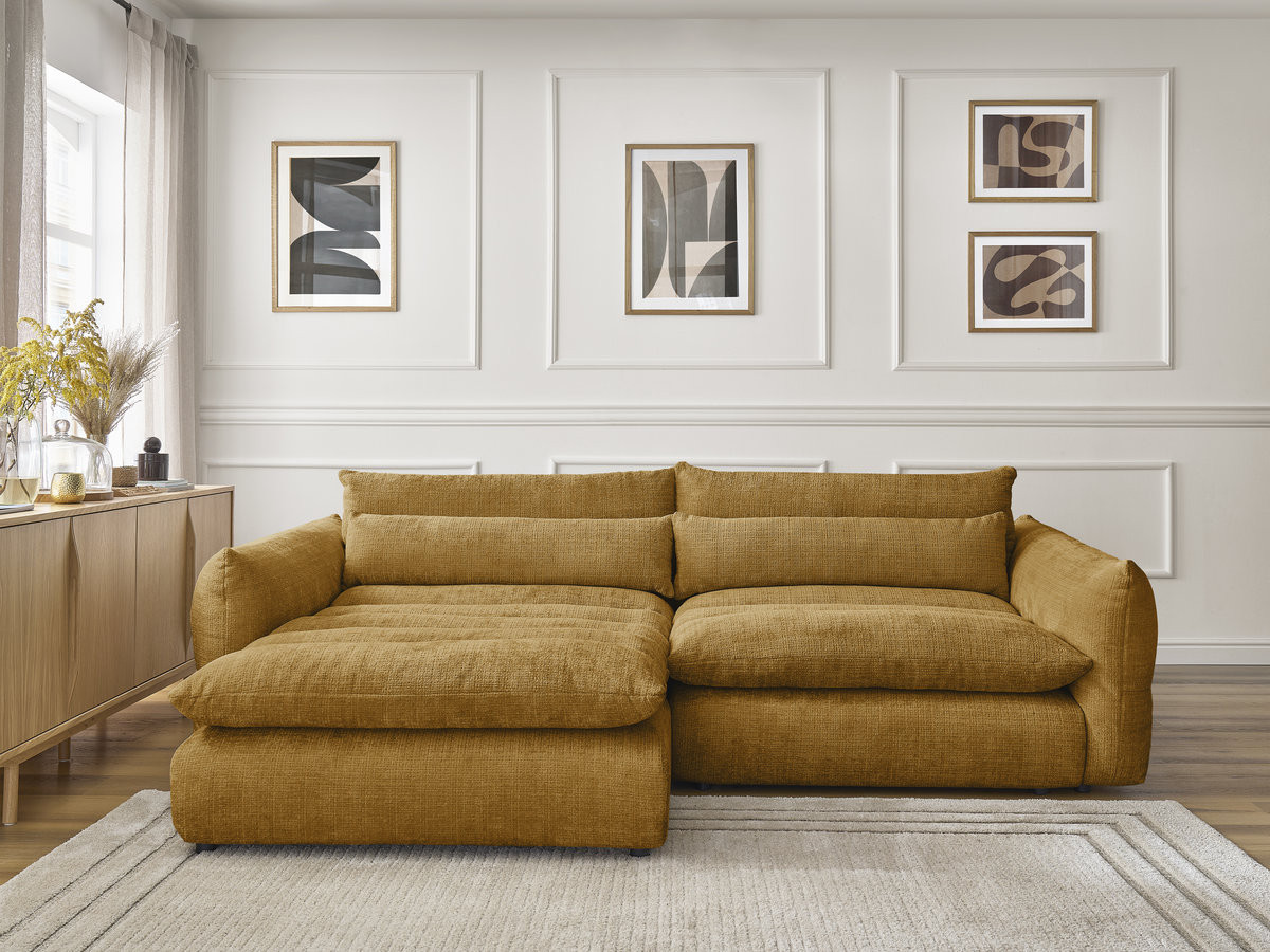 Bobochic Neil Ecksofa Strukturstoff Gelb Ecke links
