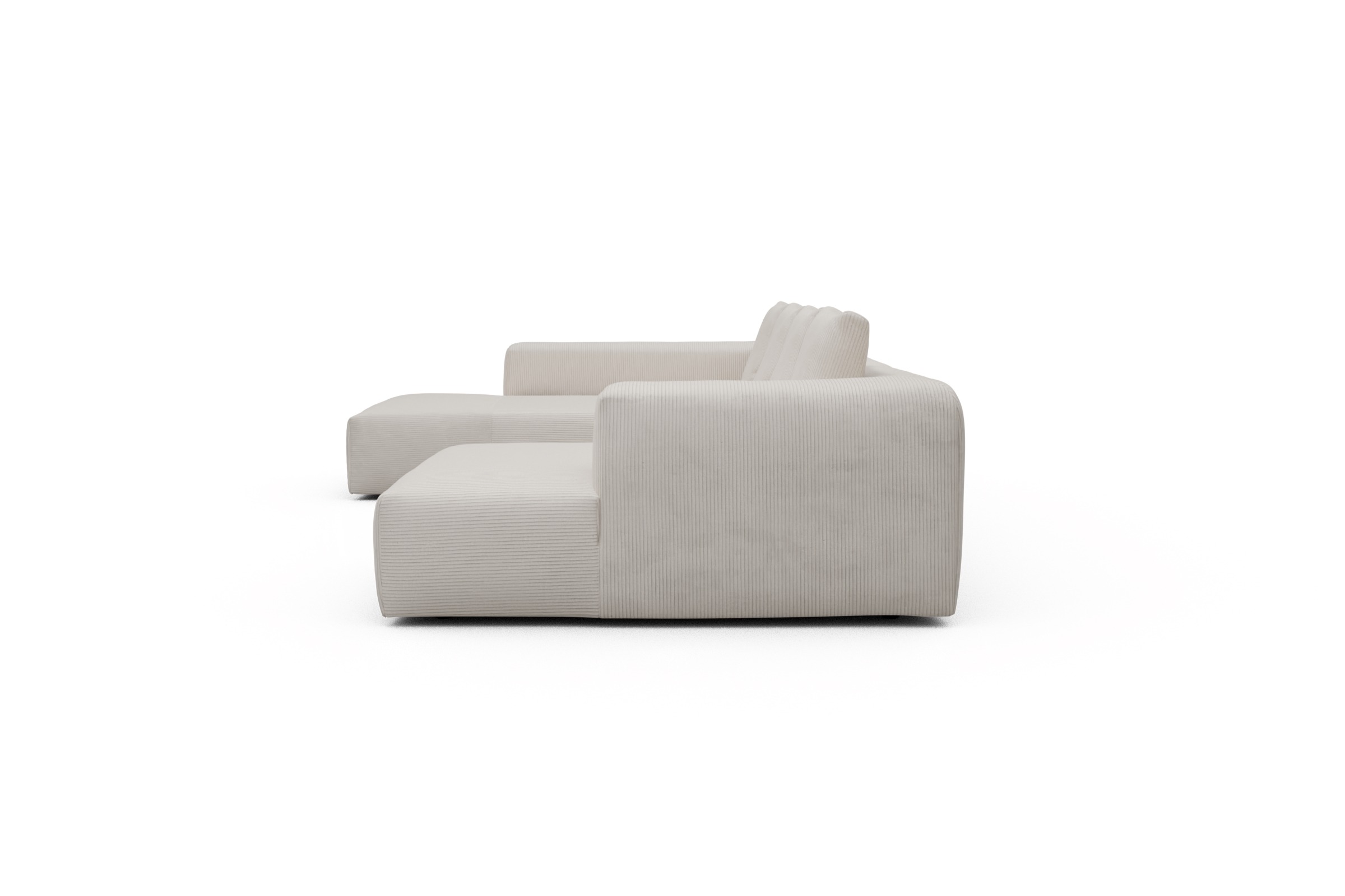 Wohnlandschaft Fred Relax-Ecke links mit 2-Sitzer und Chaiselongue rechts Corduroy-Ivory