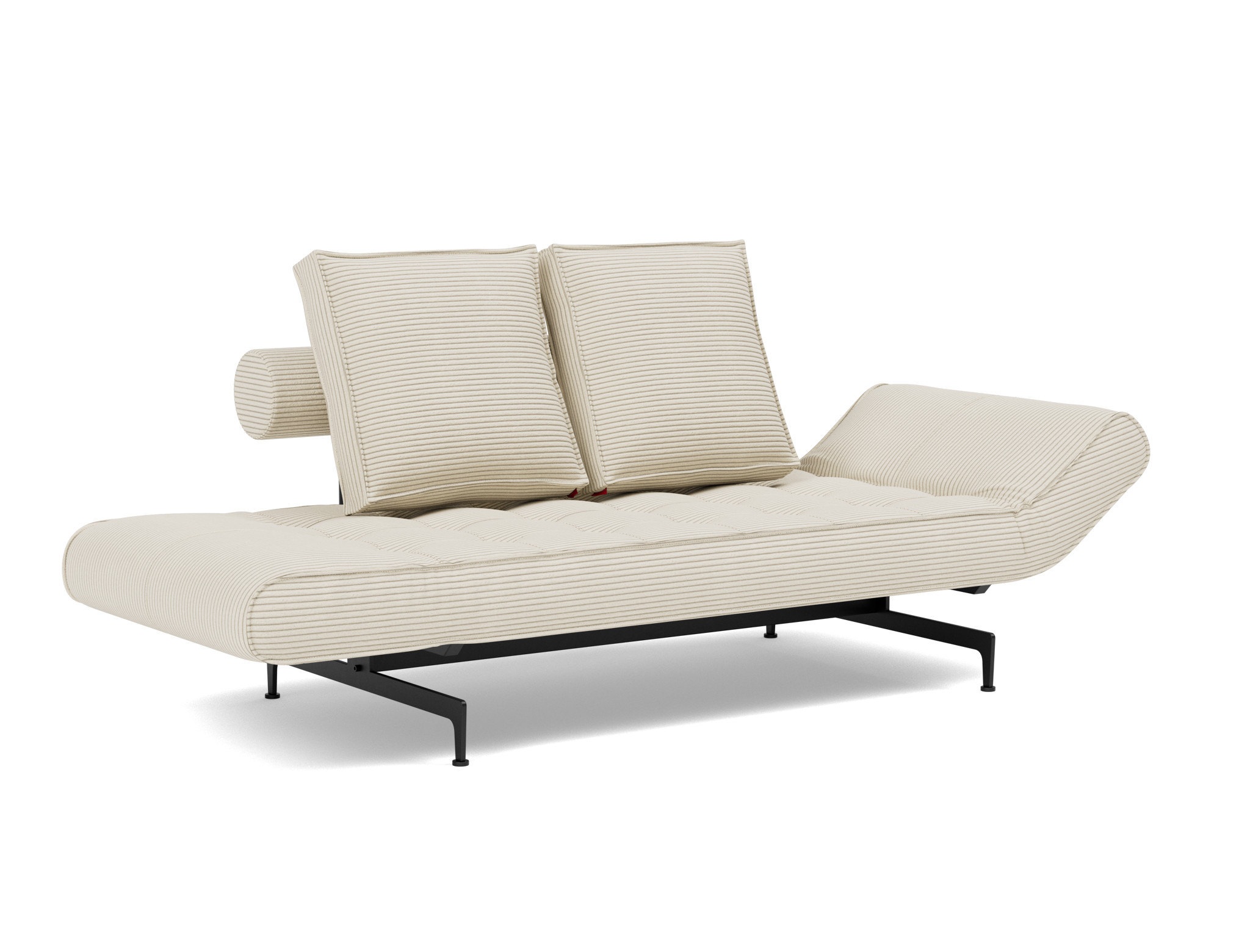 Tagesbett Ghia Kord Corduroy 594-Ivory Beine Laser schwarz