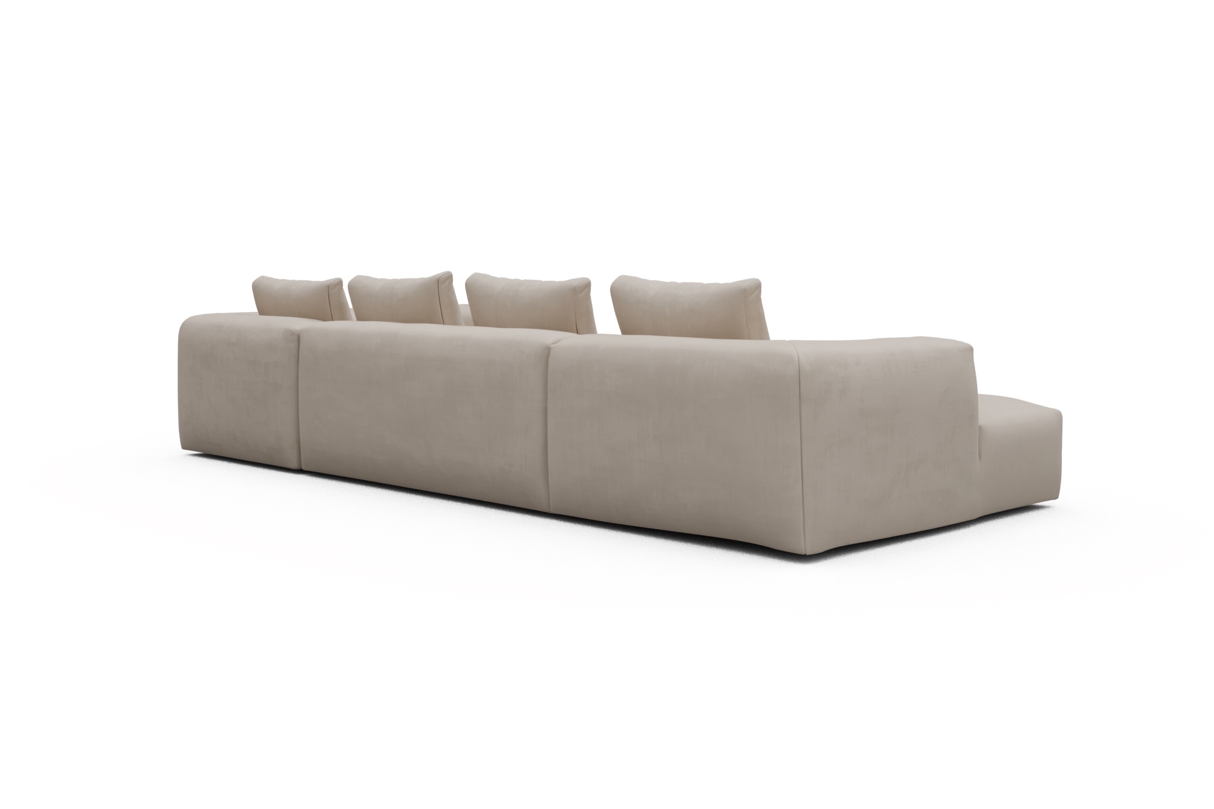 Wohnlandschaft Fred Chaiselongue links mit 2-Sitzer und lange Armlehne rechts Cordufine-Off-White