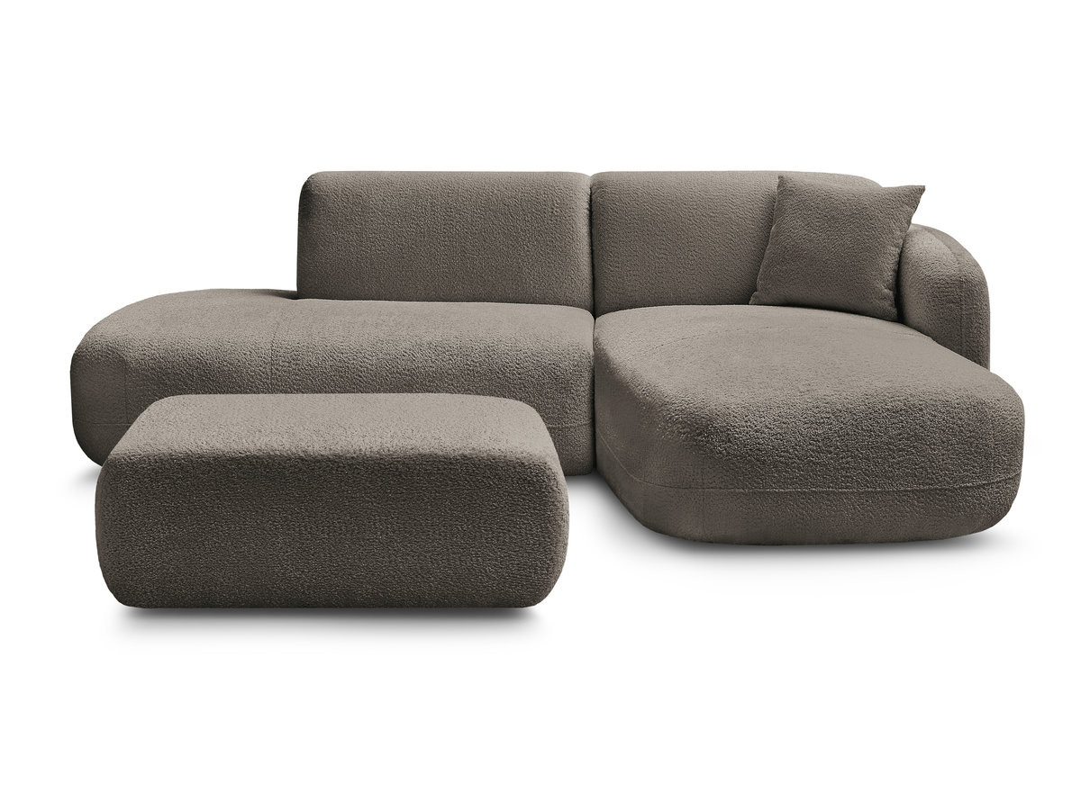 Bobochic Anda Ecksofa mit Pouf 241 × 163 cm Chenille Taupe Ecke rechts