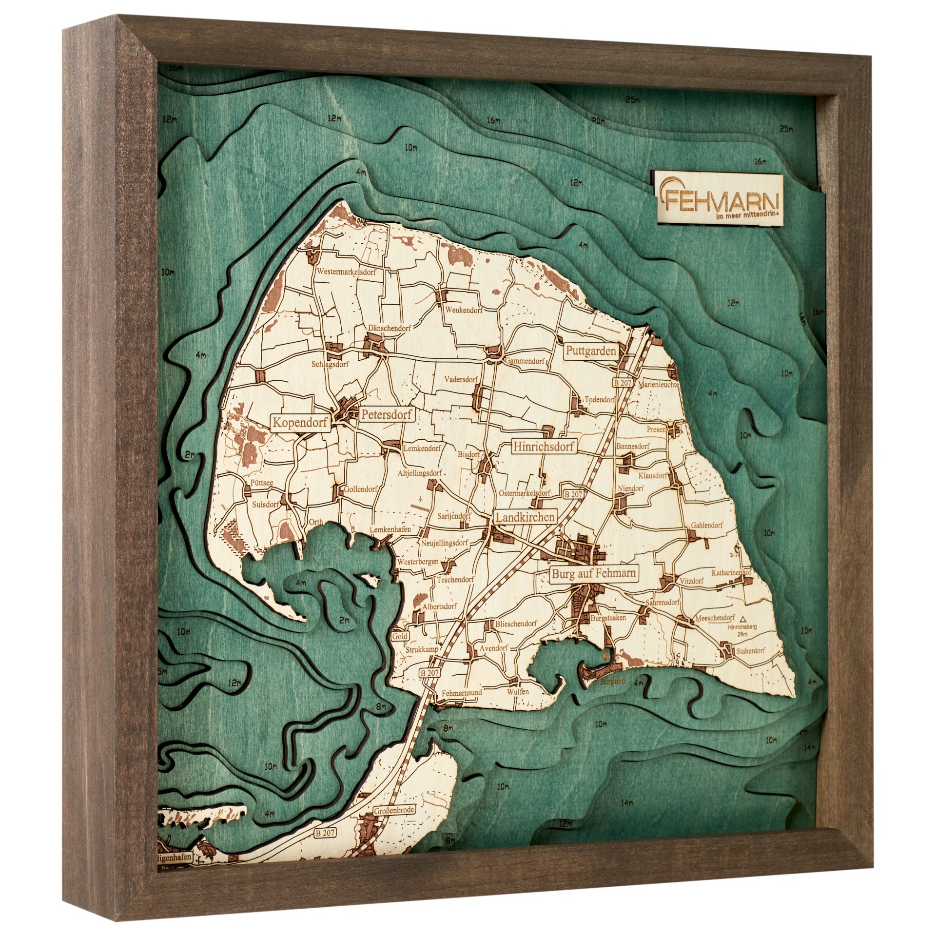 Cutting Brothers 3D Holz-Wandkarte Fehmarn 35x35 cm