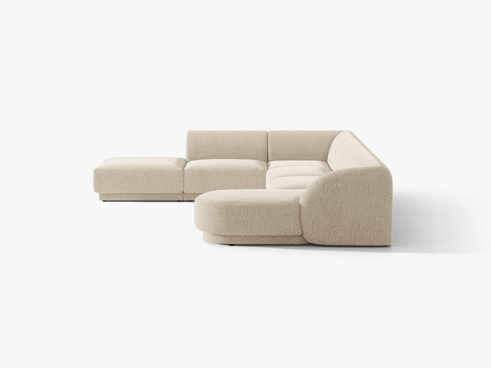 Micadoni Panorama-Ecksofa Miley 6-Sitzer Links Boucle Baloo Beige