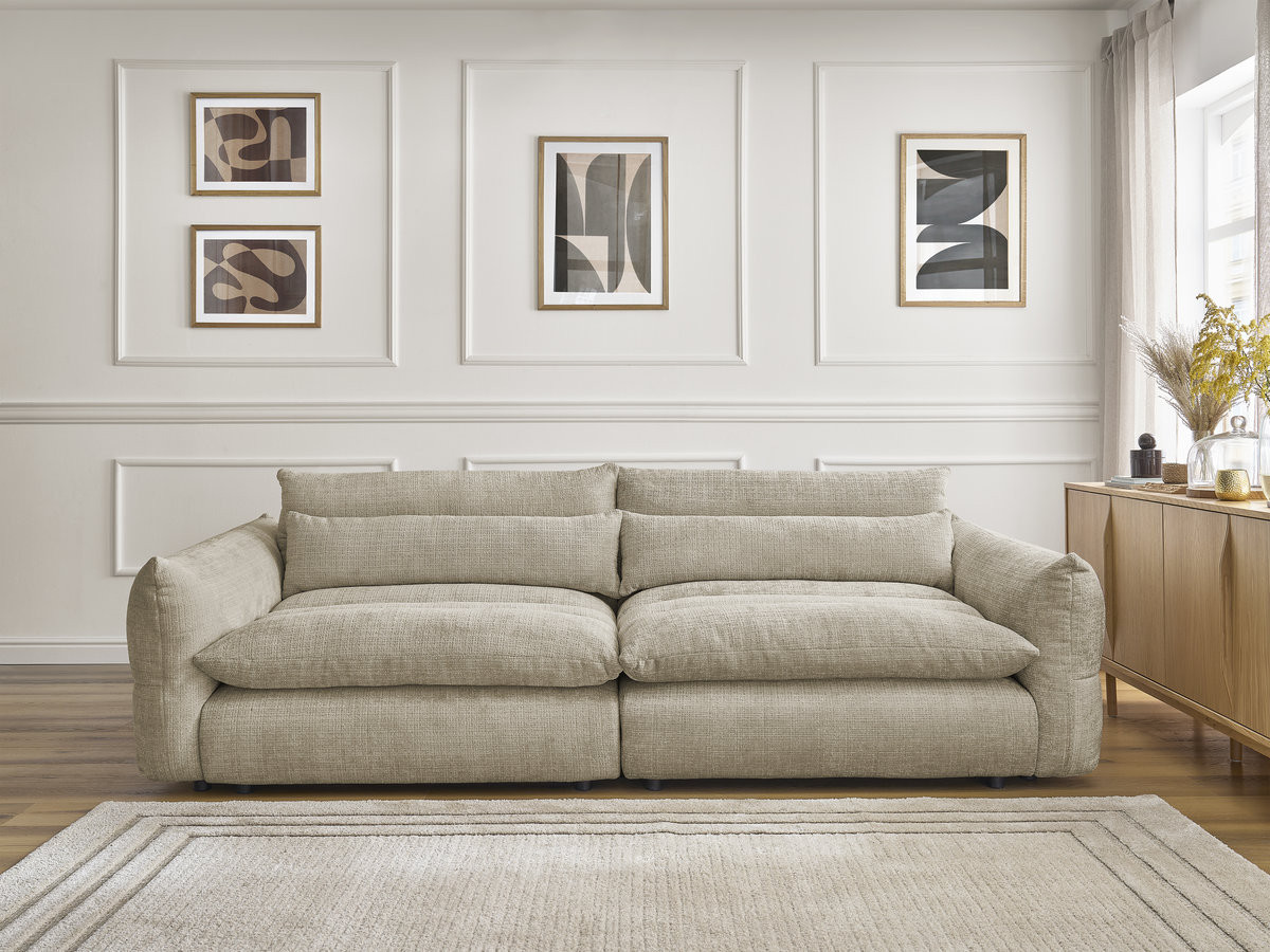 Bobochic Neil Sofa 3-Sitzer Strukturstoff Beige