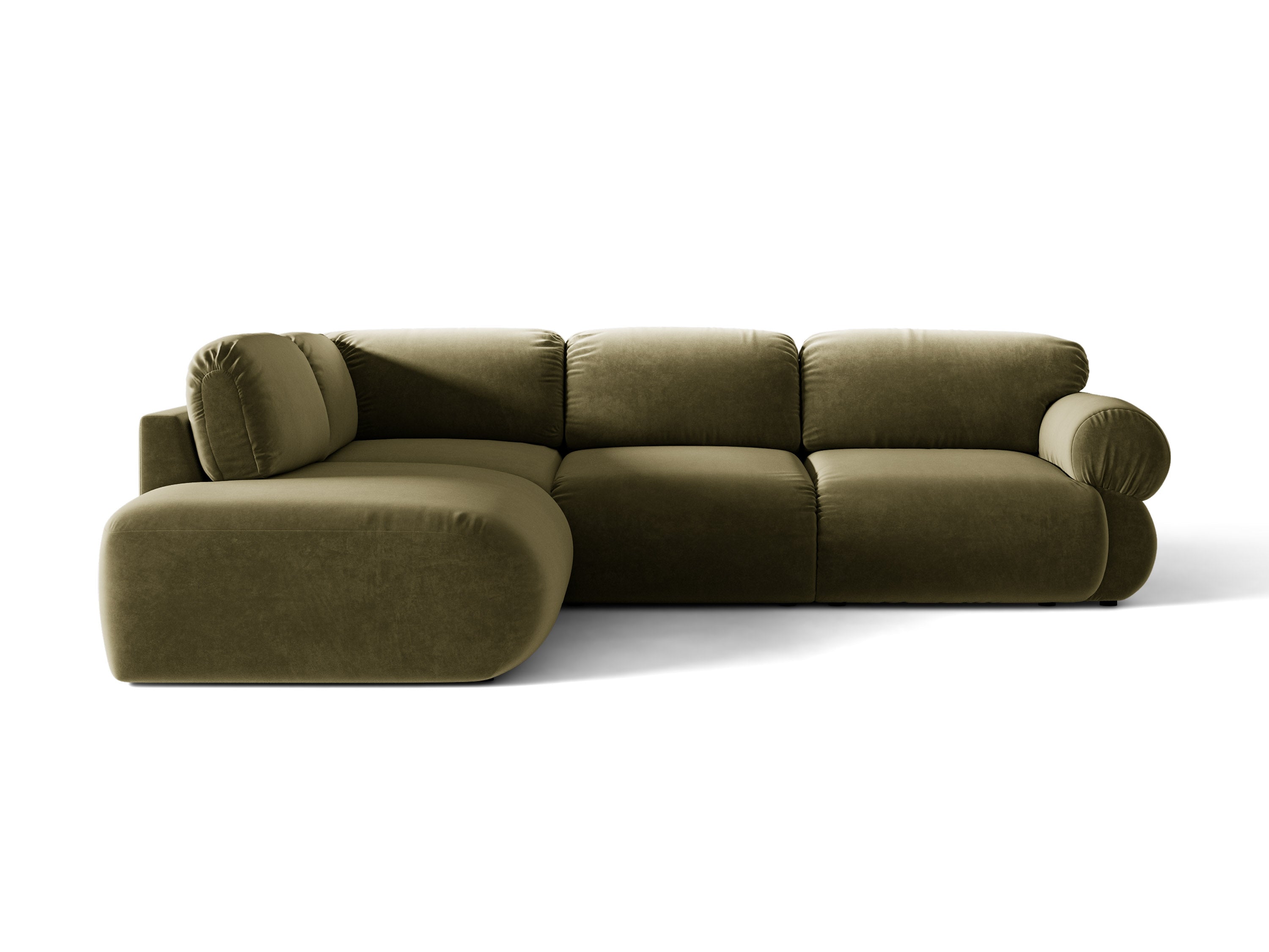 Micadoni Ophelia Ecksofa 289 cm Links Samt Salvador Grün