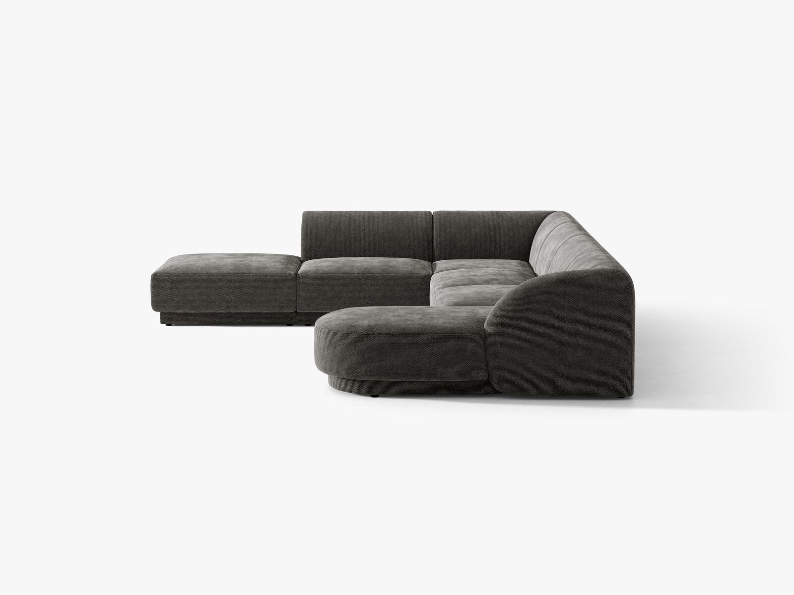 Micadoni Panorama-Ecksofa Miley 6-Sitzer Links Chenille Haga Grau