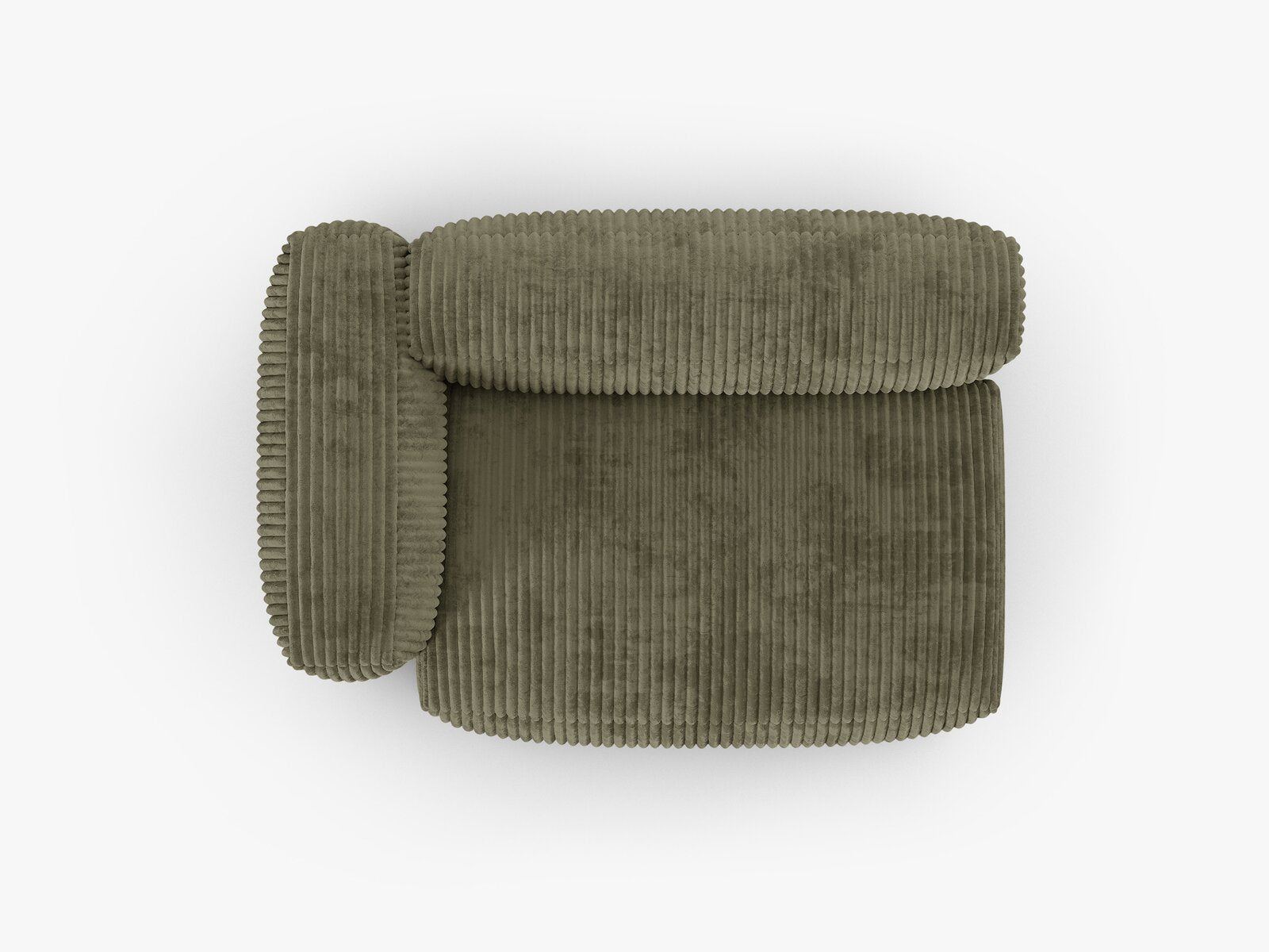 Micadoni Eckmodul mit Armlehne Martina 1-Sitzer Groß 90cm Sitztiefe Links Kord Tilia Moßgrün