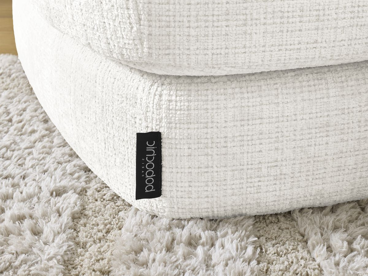 Bobochic Leonore Ecksofa mit Pouf Strukturstoff Weiß Ecke links