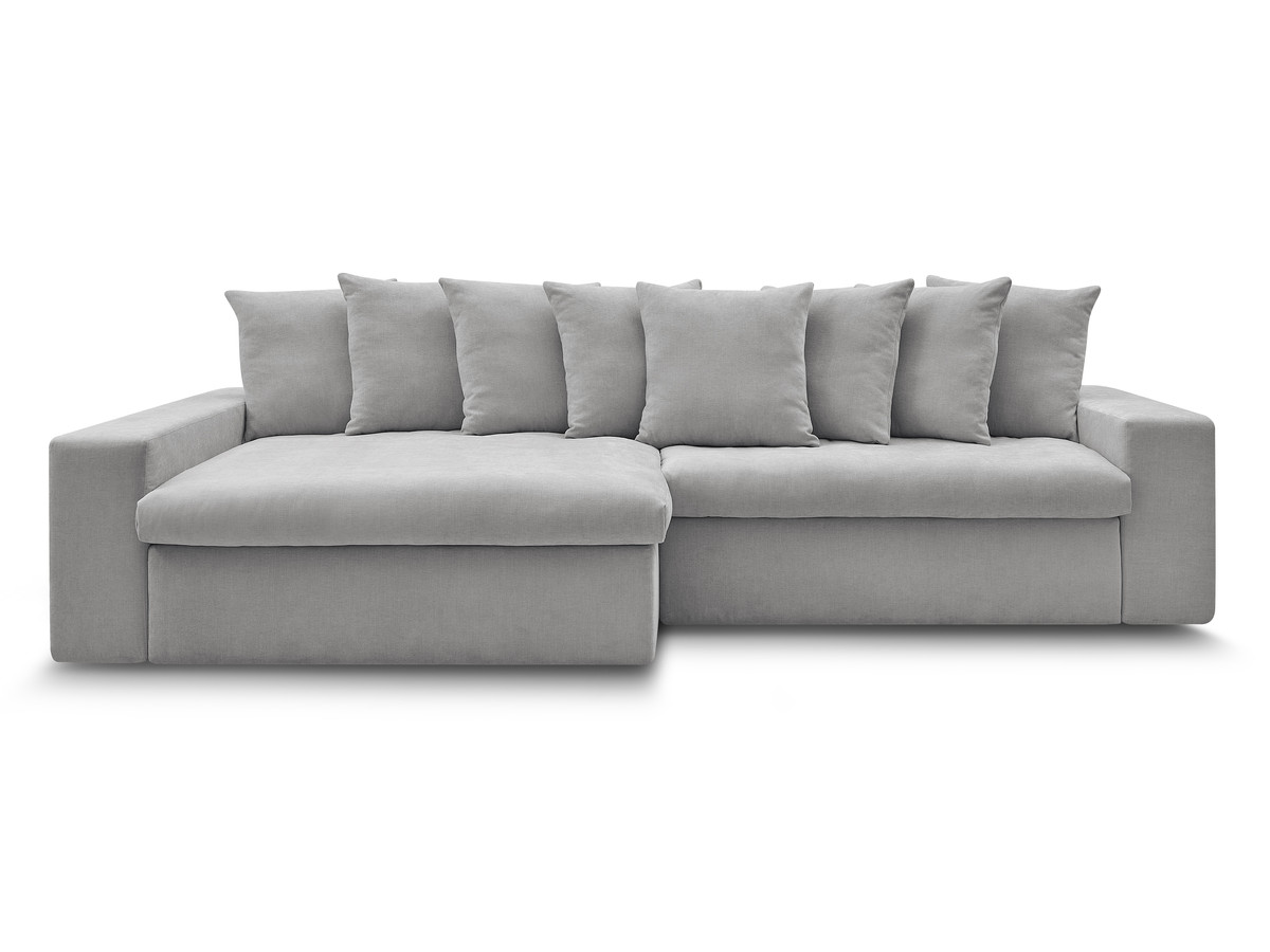 Bobochic Enore Ecksofa 330 × 100 cm Stoff Hellgrau Ecke links
