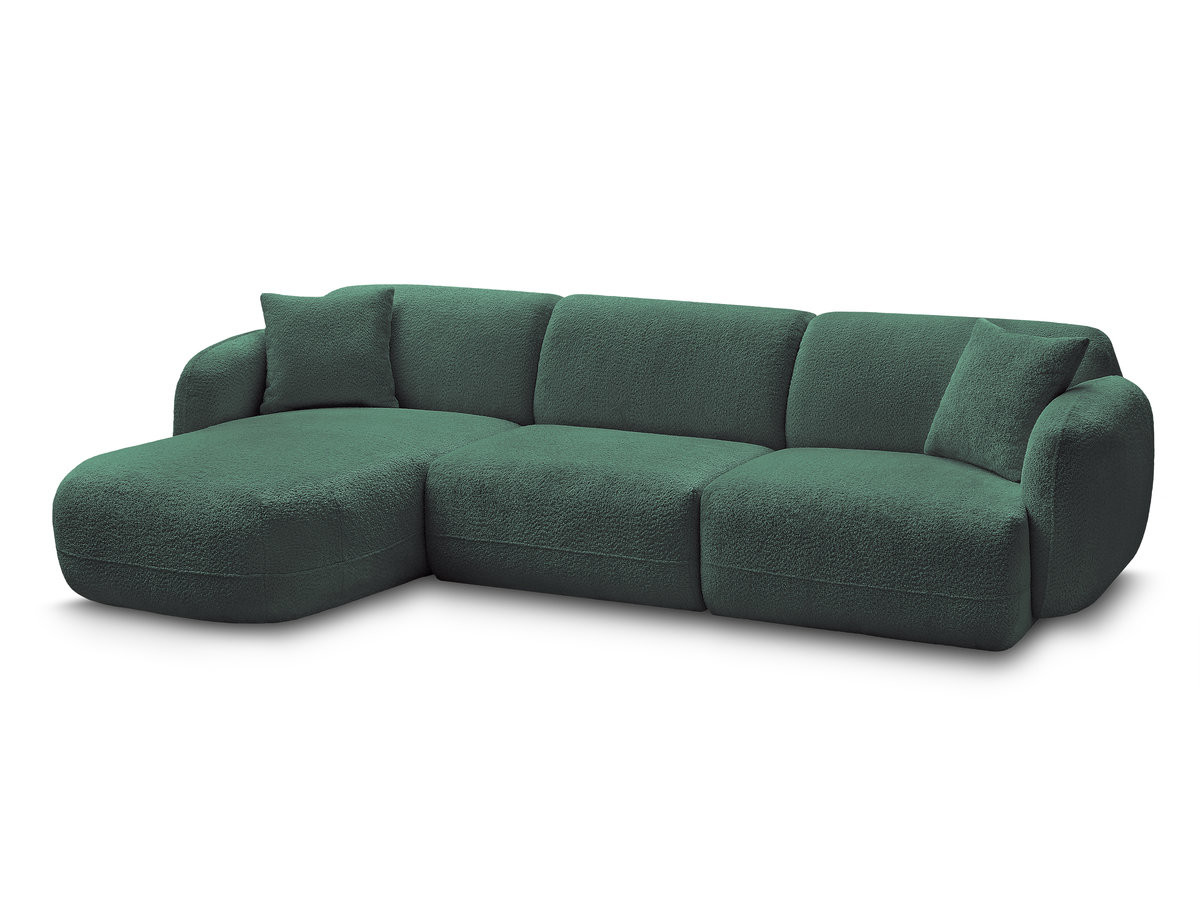 Bobochic Anda Ecksofa 292 × 163 cm Chenille Dunkelgrün Ecke links