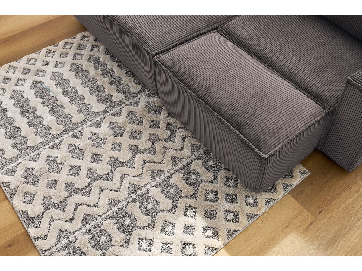 Bobochic Nihad Ecksofa mit Pouf Cordsamt Taupe Ecke links