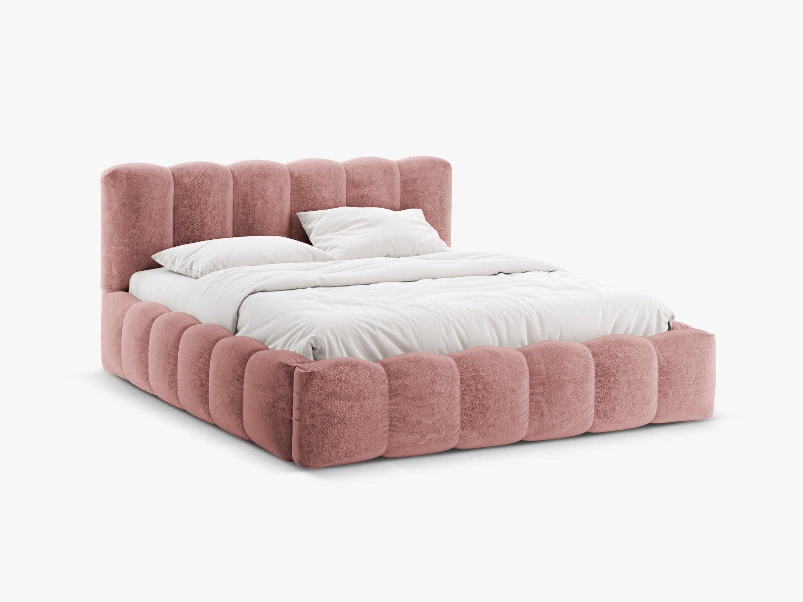 Micadoni Stauraumbett mit Kopfteil Lupine Chenille Perfect Harmony Rosa
