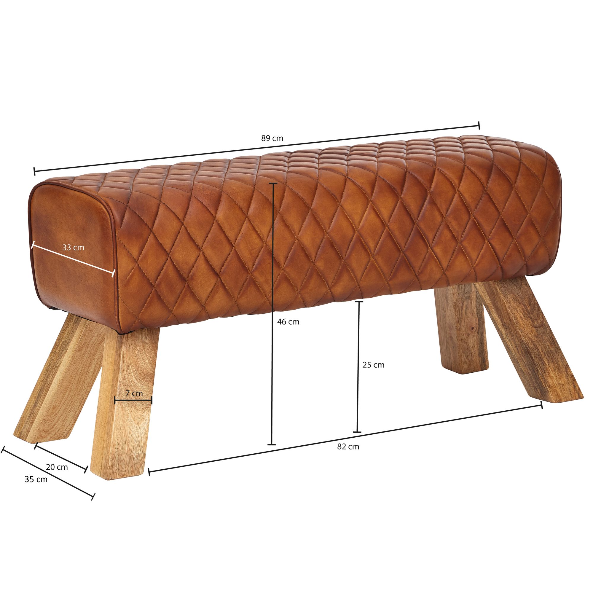 Sitzbank Tinglev Echtleder Braun 89 × 35 × 46 cm