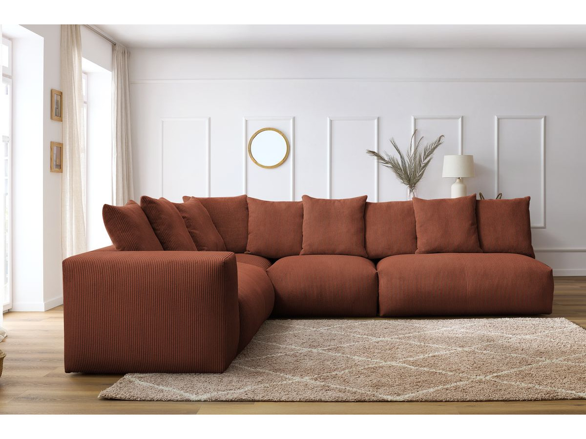 Bobochic Voltaire Ecksofa 322 × 268 cm Cordsamt Orange Ecke links