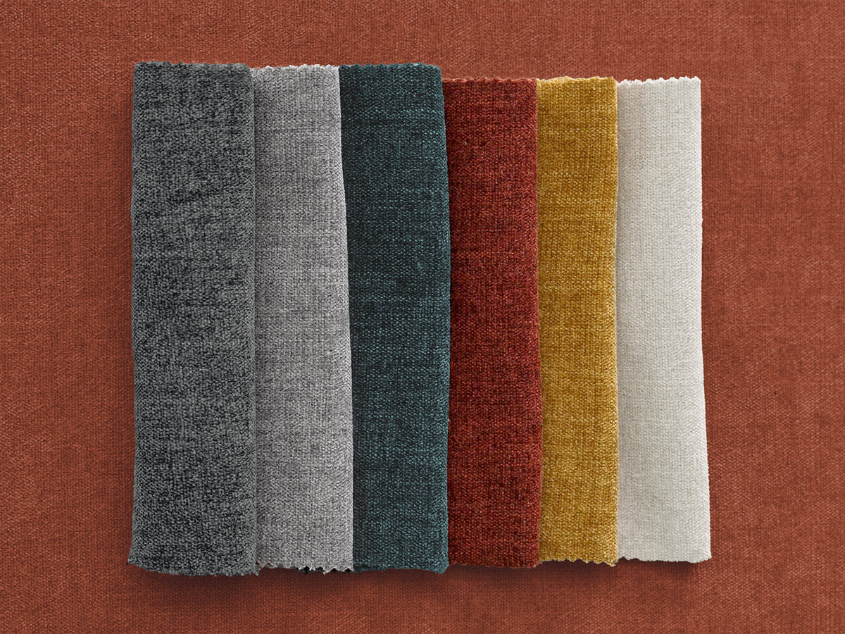 Bobochic Enore Ecksofa mit Pouf Stoff Rot Ecke links