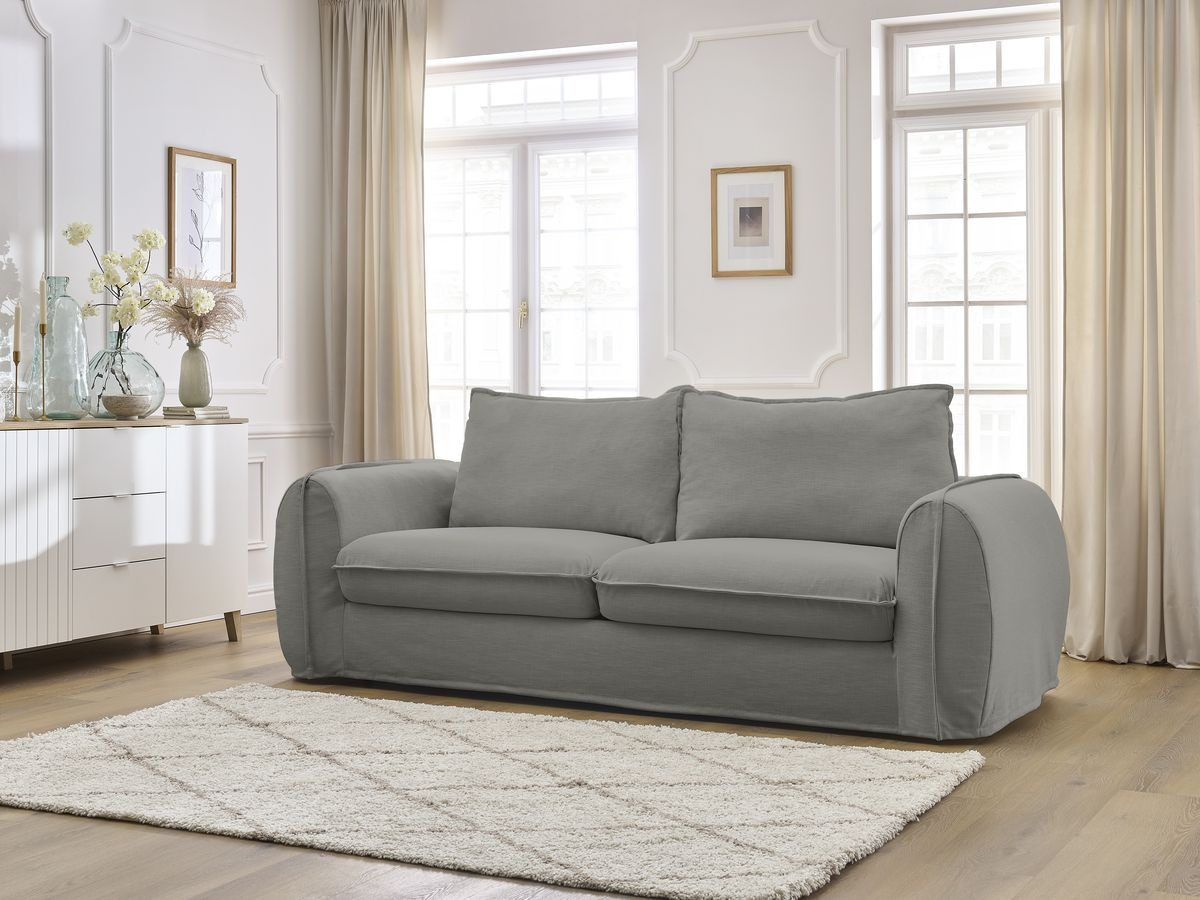 Bobochic Archimede Schlafsofa 3-Sitzer Stoff Dunkelgrau, Liegefläche 140 × 194 cm