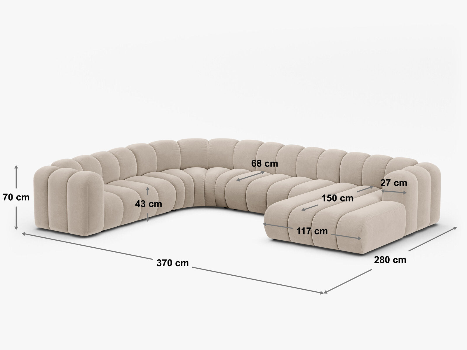 Micadoni Modulares Panorama Ecksofa Lupine 6-Sitzer Links Chenille Eden Marineblau