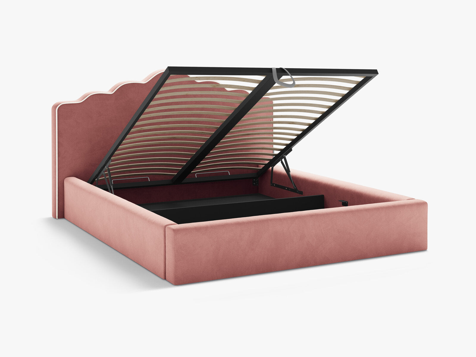 Micadoni Dream Samtbett mit Bettkasten und Kopfteil Samt Magic Velvet Elfenbein / Rosa 140x200