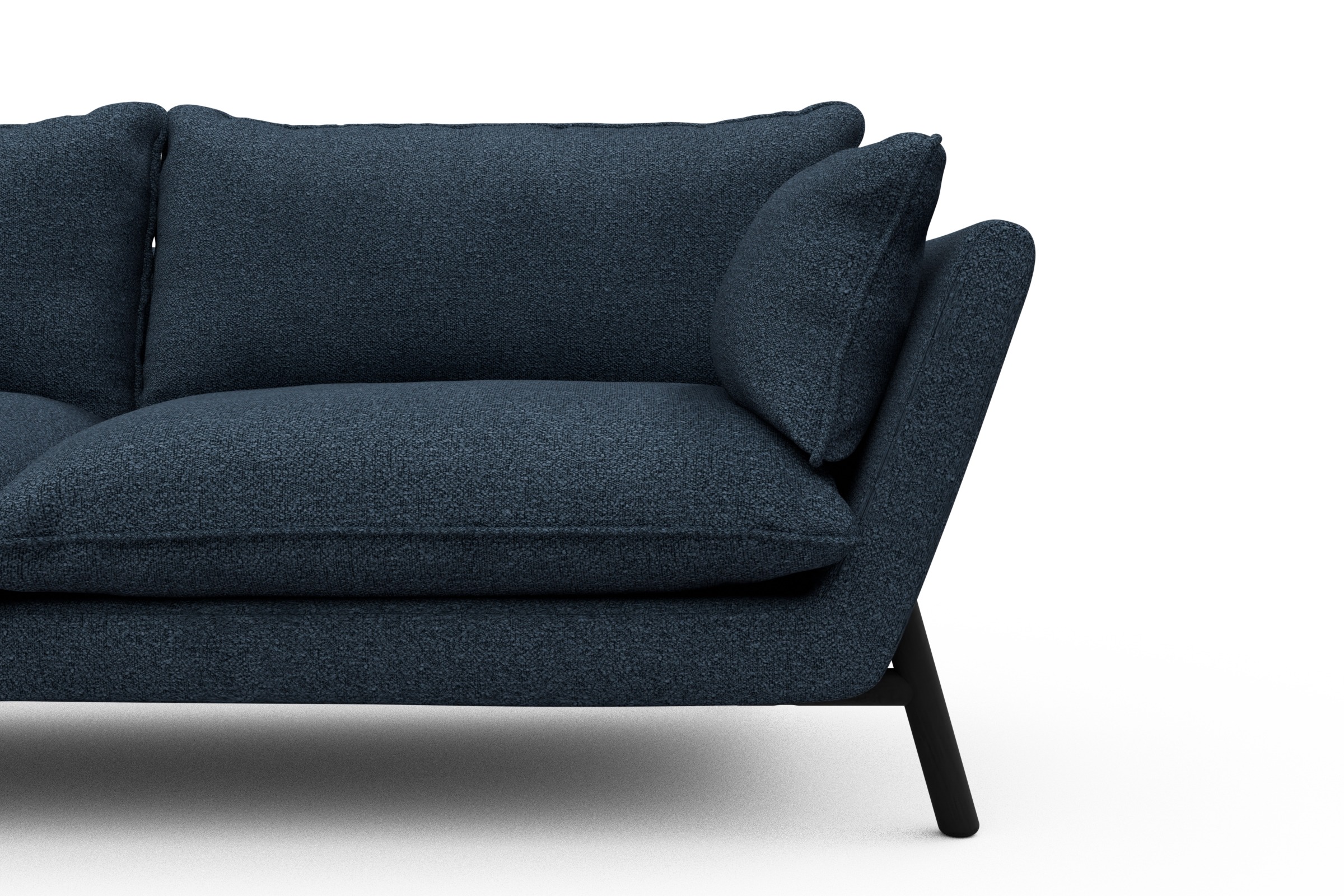 Sofa Emil PREMIUM 3-Sitzer Beinfarbe Eiche Schwarz Boucle-Blue