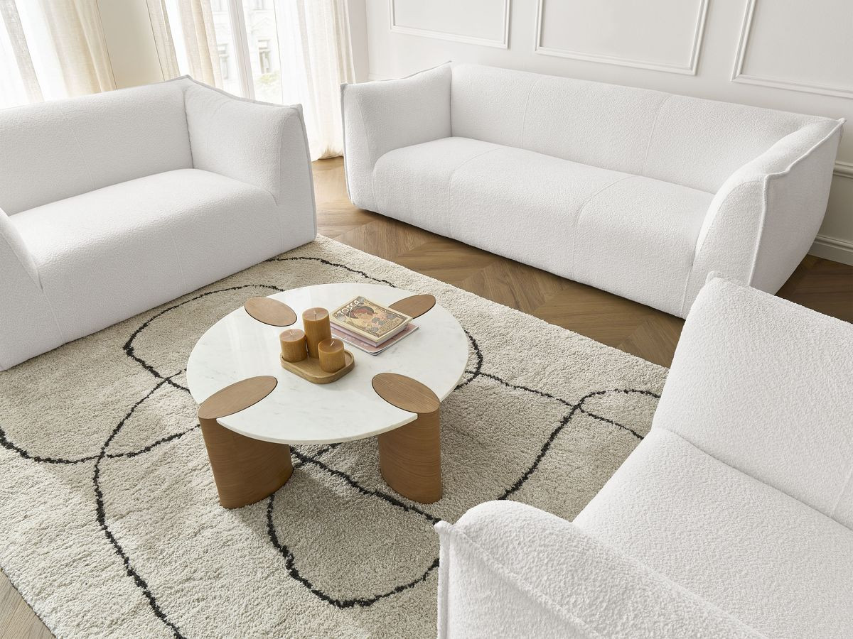 Bobochic Giorgia Sofa 5-Sitzer 534 × 100 cm Bouclé-Stoff Weiß