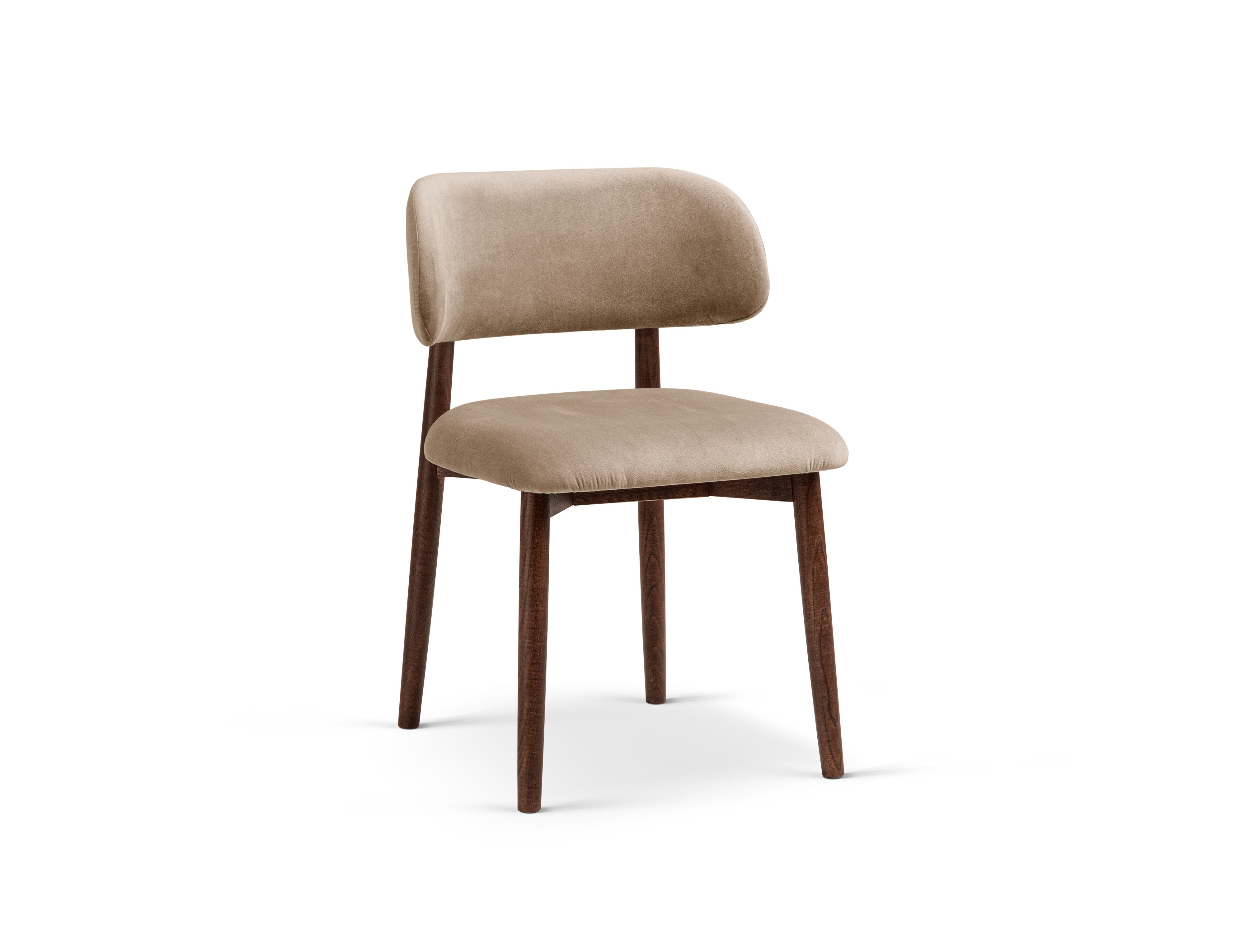 Micadoni Stuhl Evan Samt Magic Velvet Mandelbeige Nussbaum
