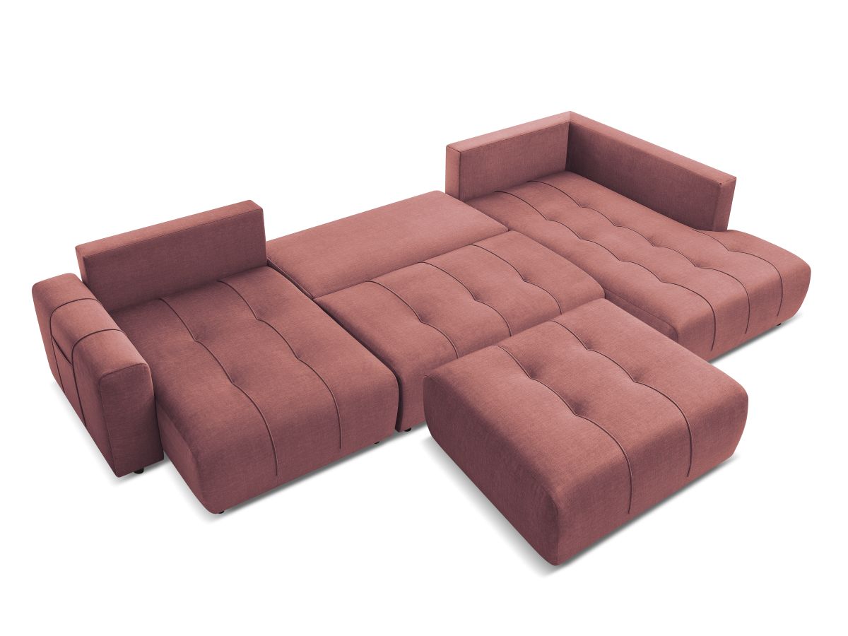Bobochic Arsene Wohnlandschaft mit Pouf Samt Orange Ecke links
