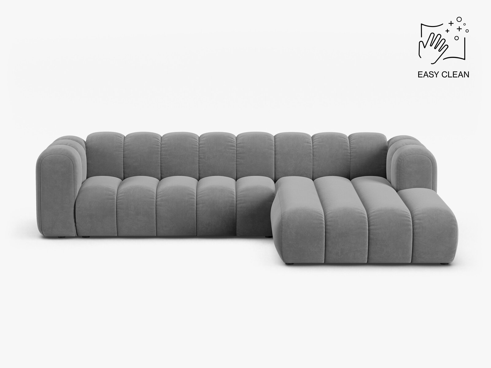 Micadoni Modulares Ecksofa Lupine 4-Sitzer Samt Venus Hellgrau Rechts