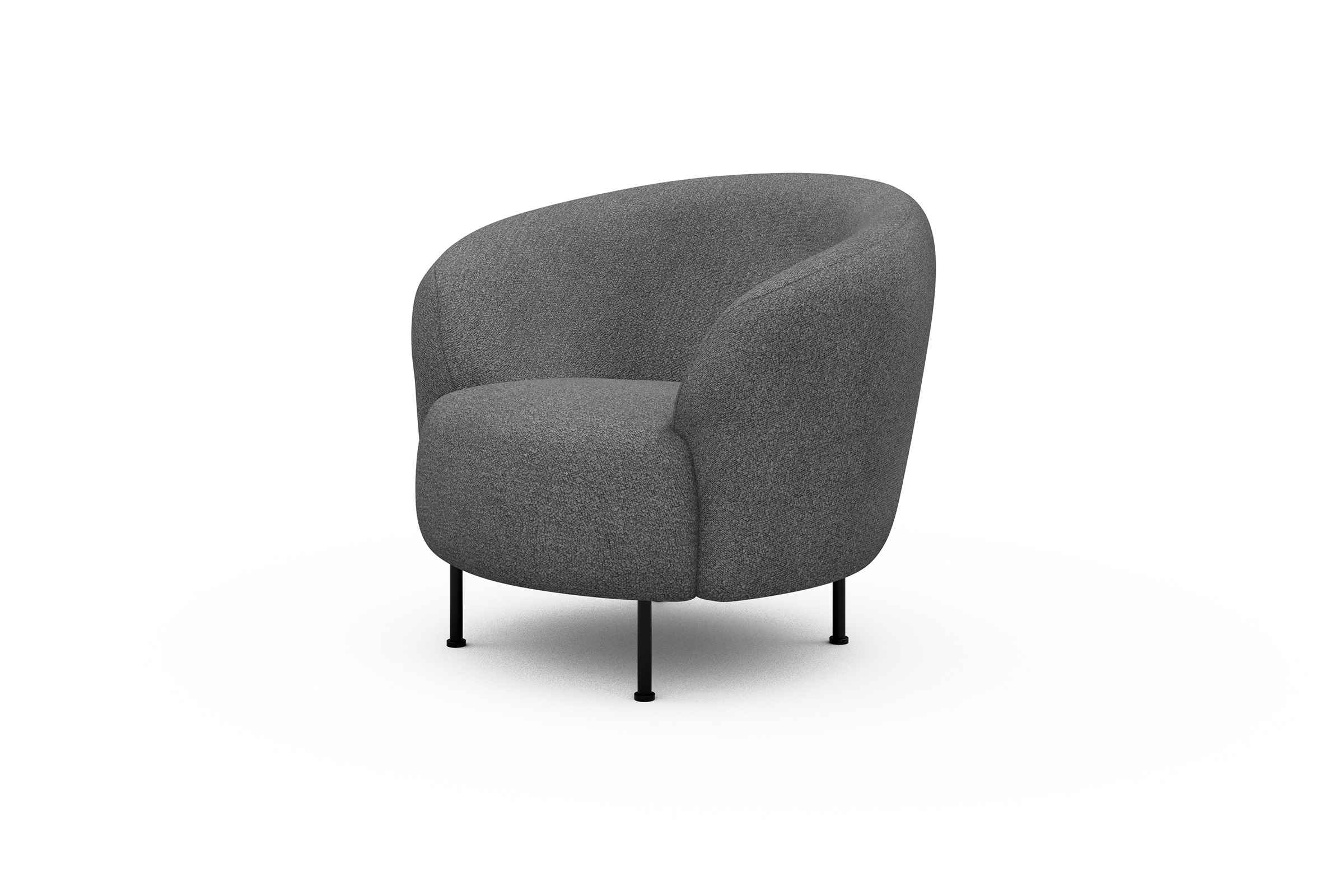 Sessel Ronda Metallbeine Schwarz Boucle-Ash-Grey