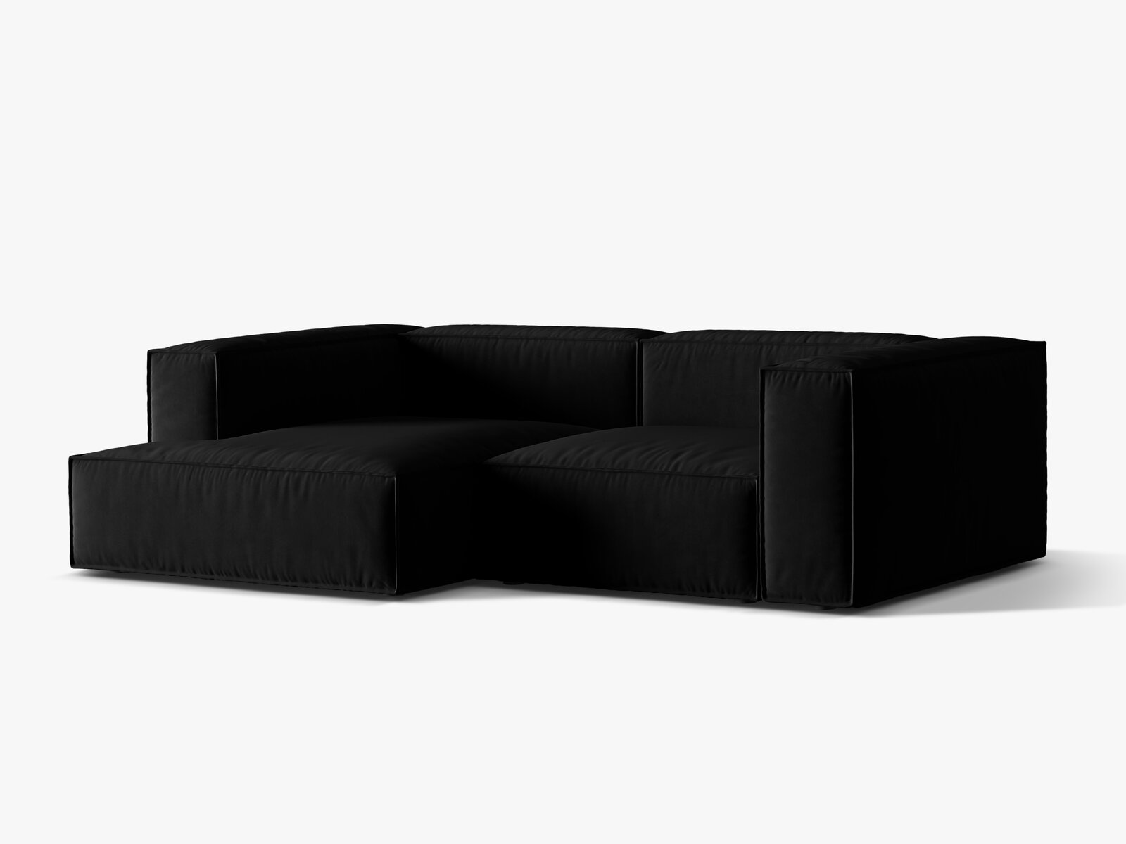 Micadoni Ecksofa Nuria 3-Sitzer Links Samt Schwarz