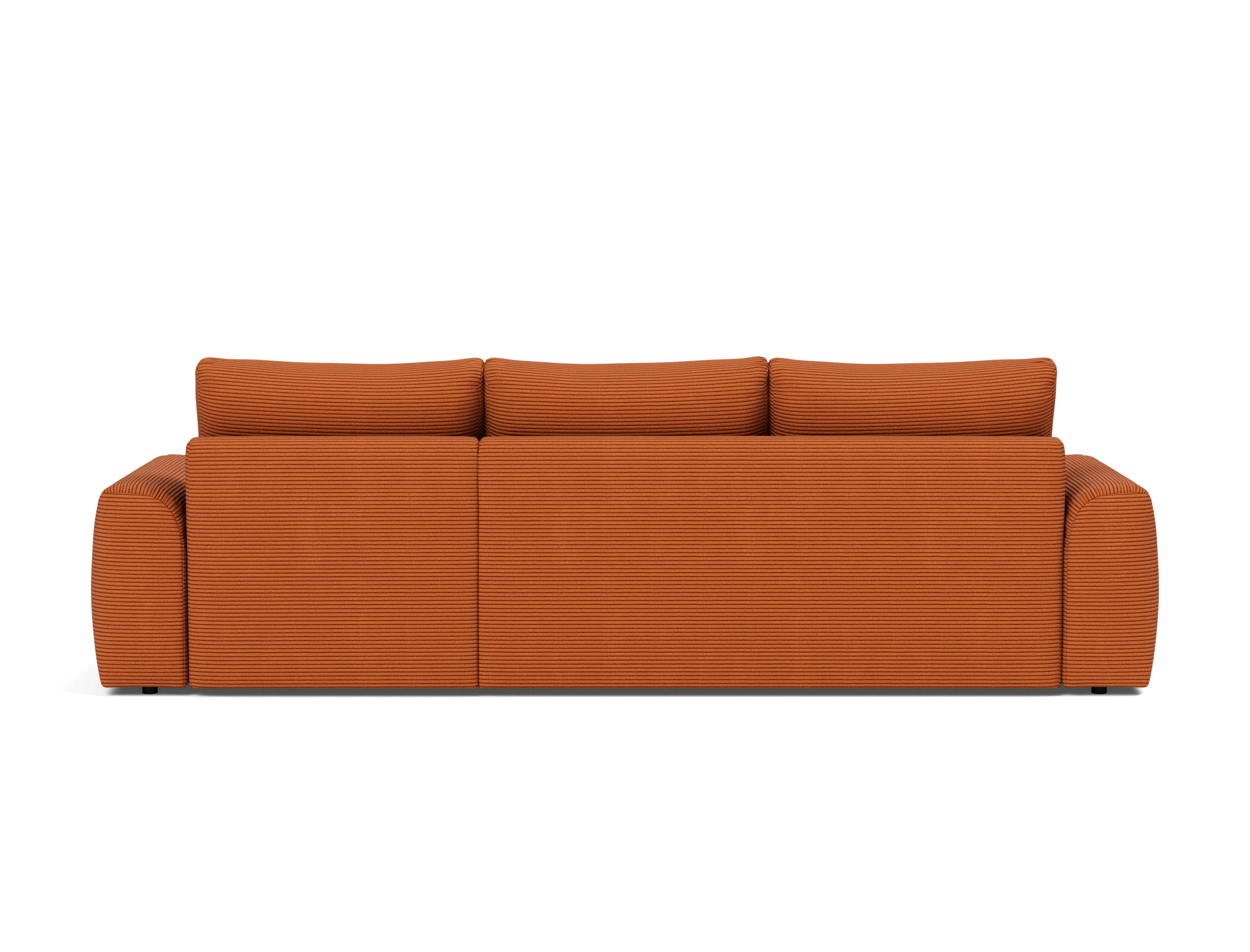 Schlafsofa Norum mit Chaiselongue und Chunky-Armlehnen Kord Corduroy 595-Burnt-Orange