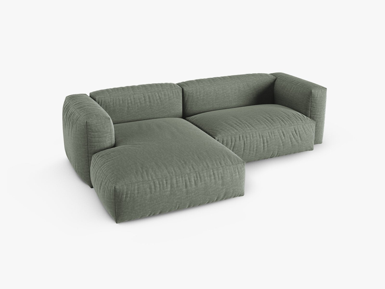 Micadoni Ecksofa Martina 2-Sitzer 90cm Sitztiefe Links Strukturierter Stoff Boston Moßgrün