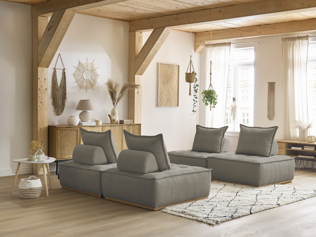 Bobochic Elisa Sofa 4-Sitzer Strukturstoff Taupe