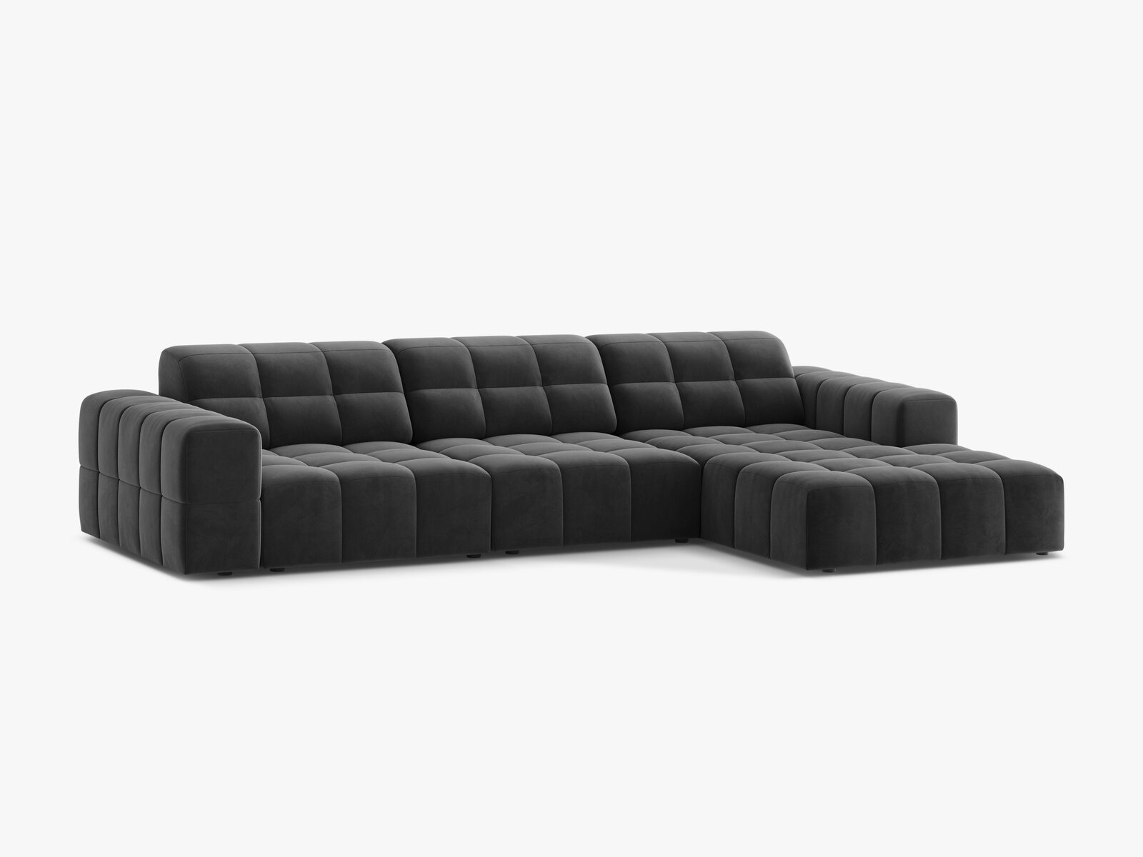 Micadoni Ecksofa Jennifer 4-Sitzer Samt Venus Grau Rechts
