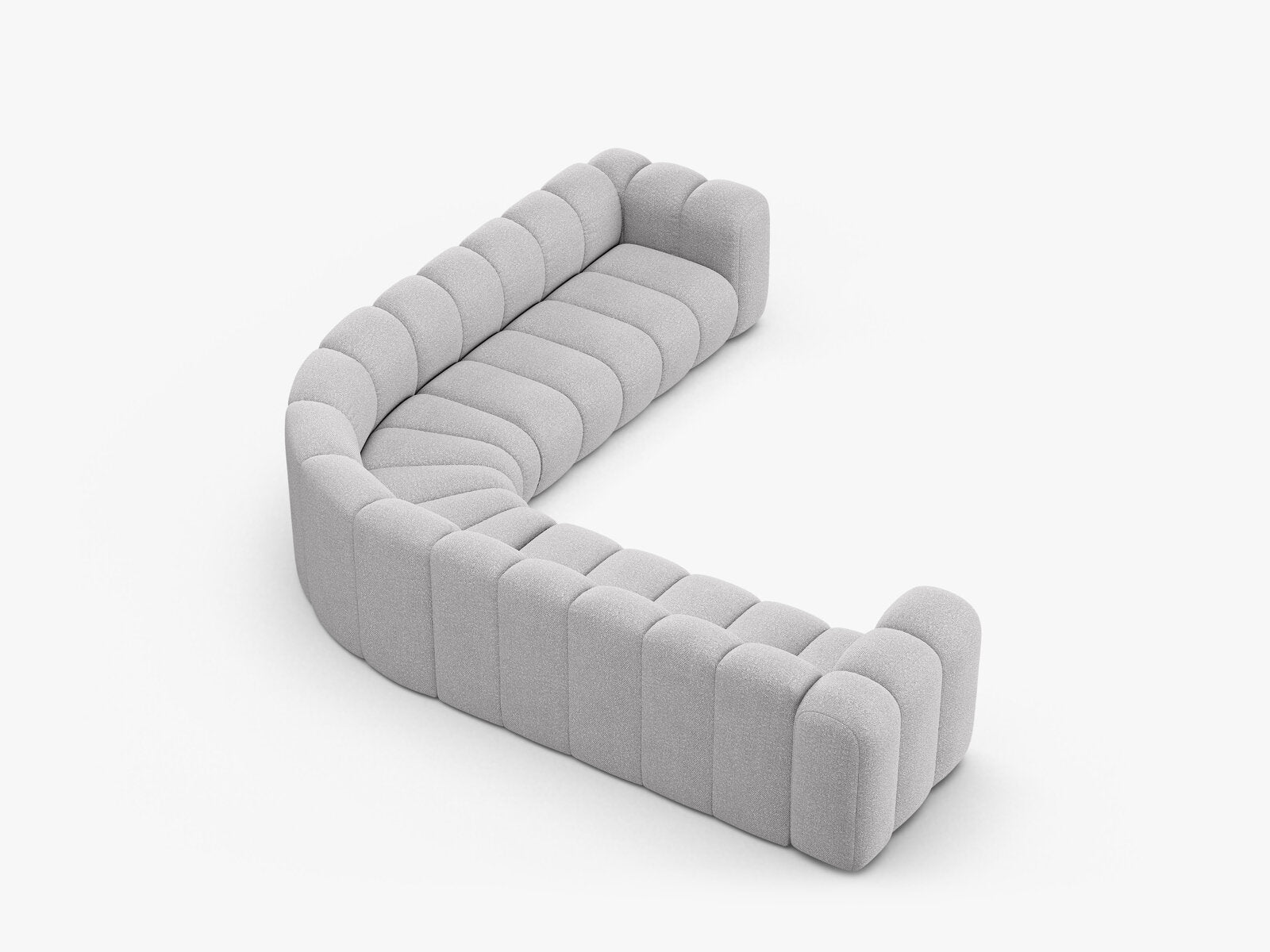 Micadoni symmetrisches Ecksofa Lupine 5-Sitzer  Boucle Baloo Hellgrau